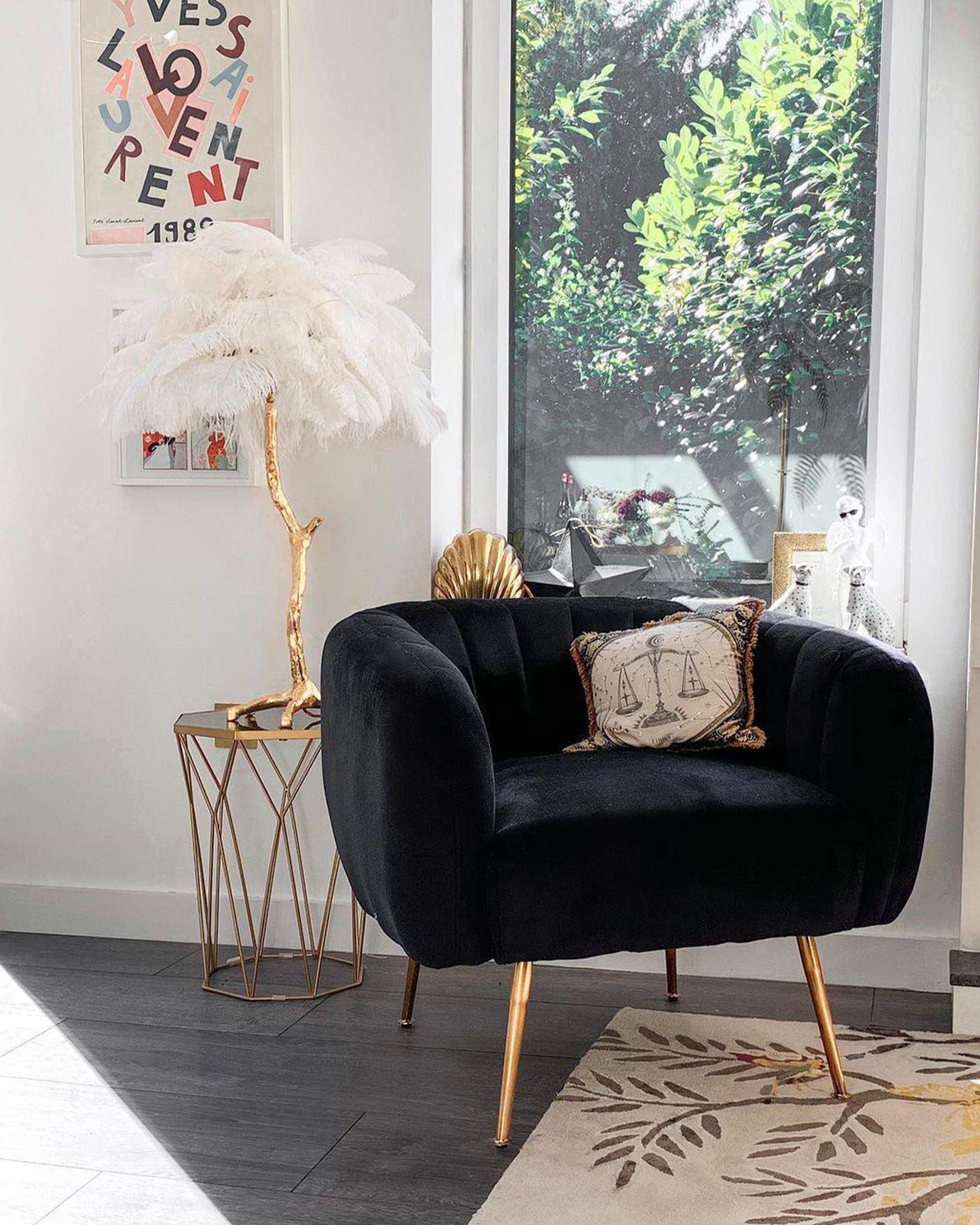 Ostrich Feather Table Lamp