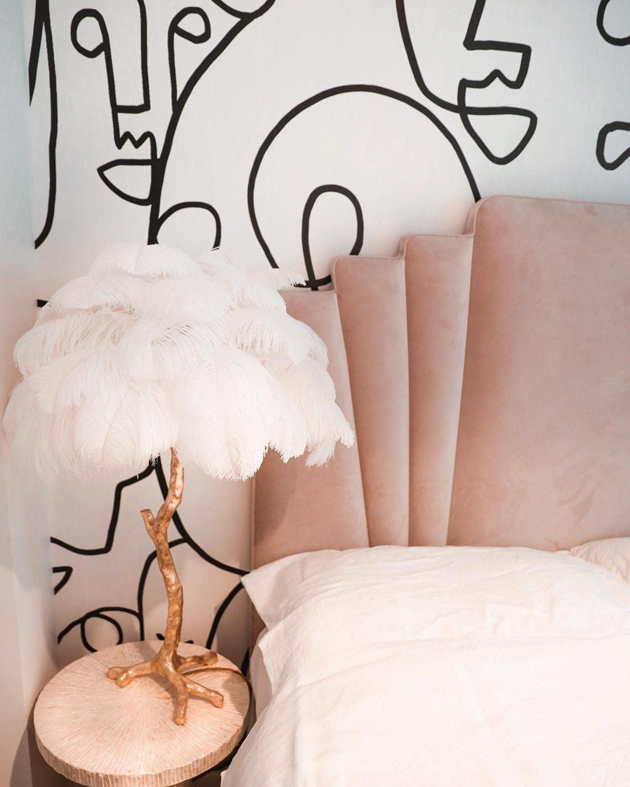 Ostrich Feather Table Lamp