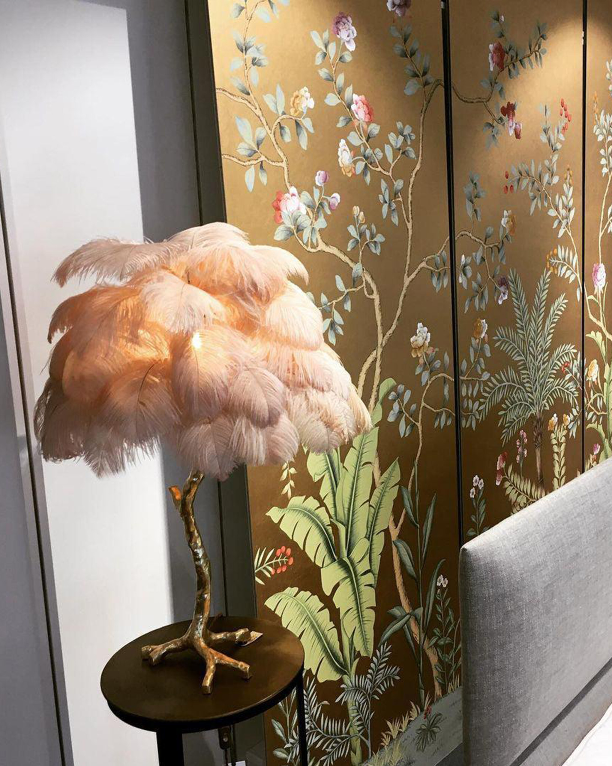 Ostrich Feather Table Lamp