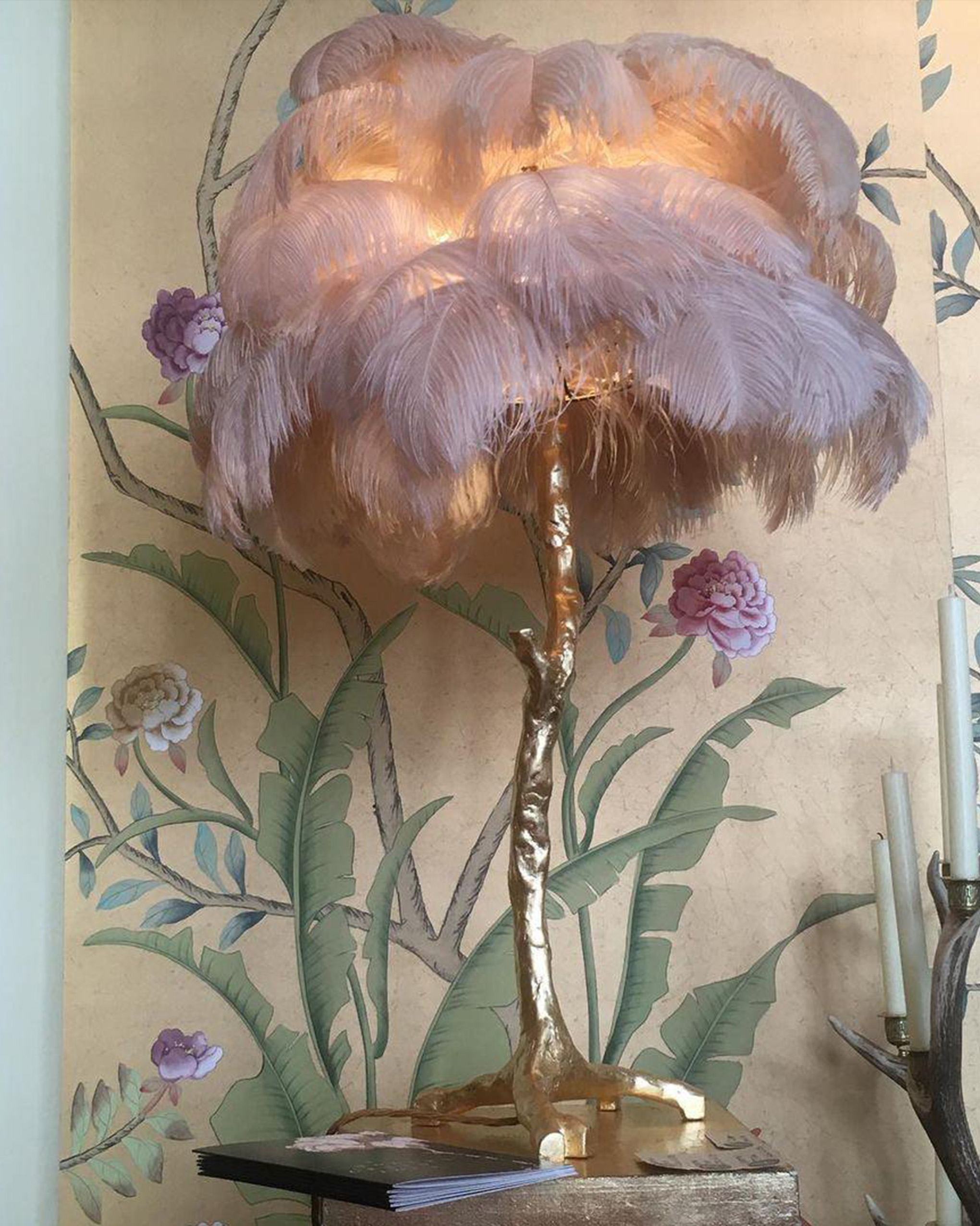 Ostrich Feather Table Lamp