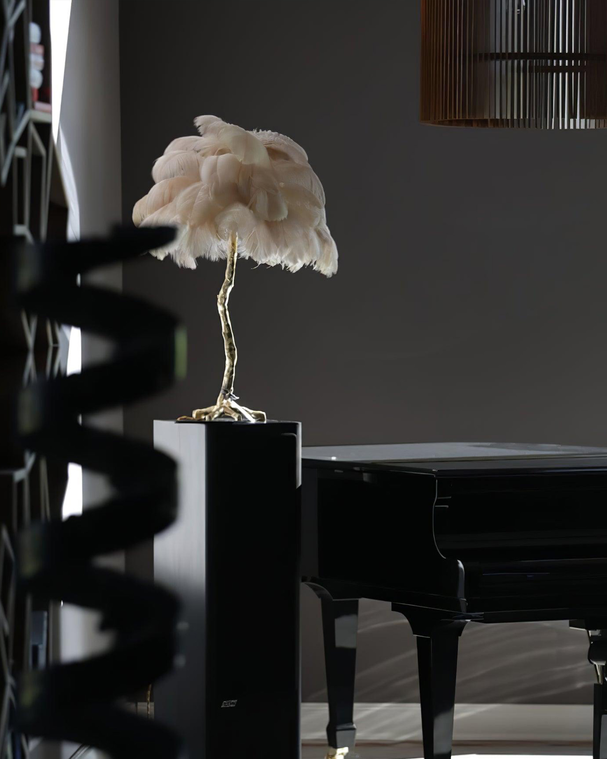 Ostrich Feather Table Lamp