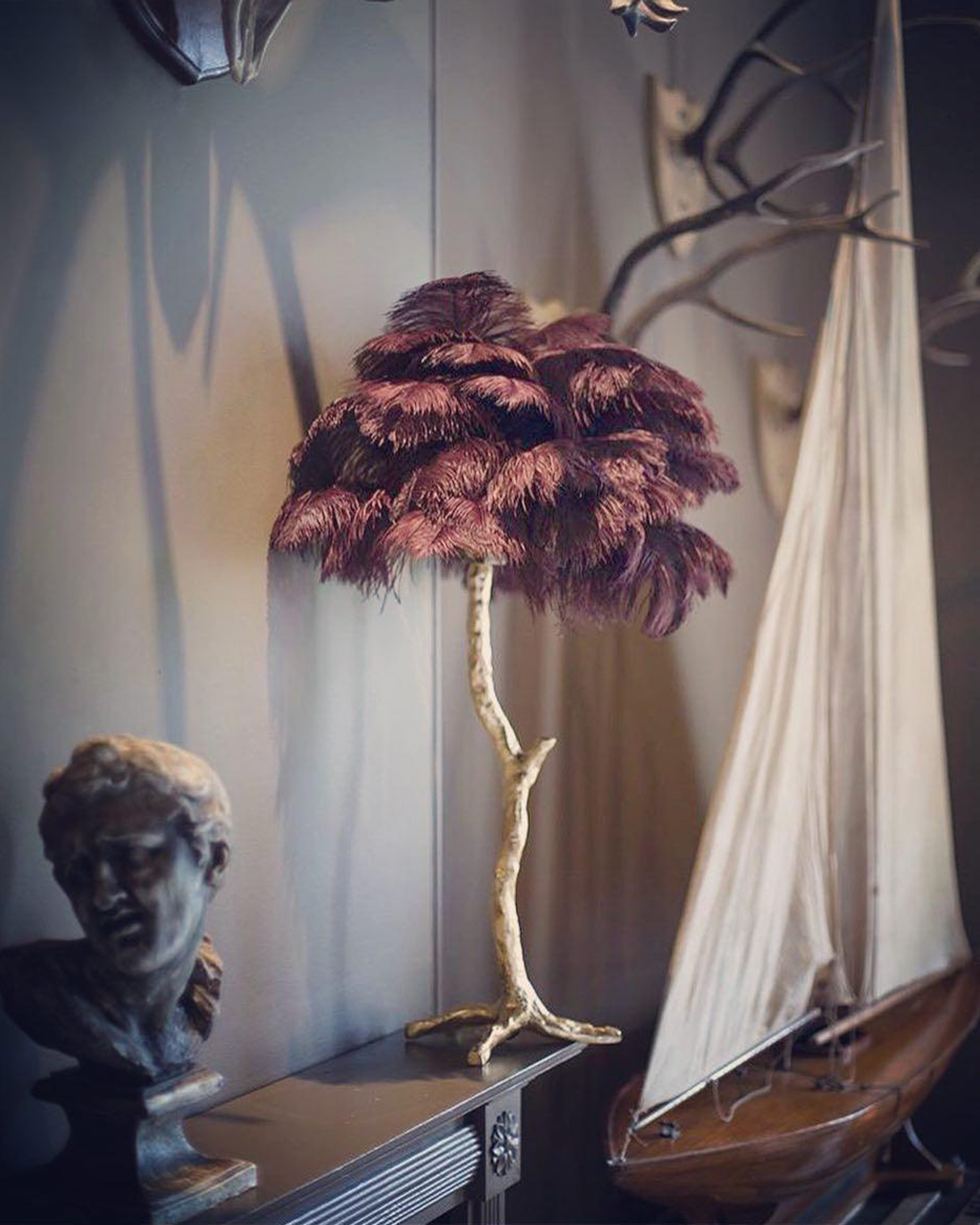 Ostrich Feather Table Lamp