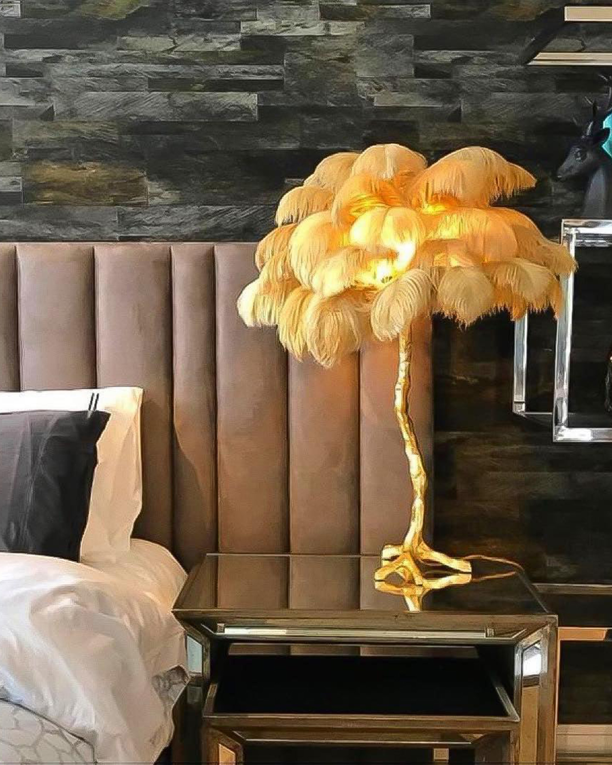 Ostrich Feather Table Lamp