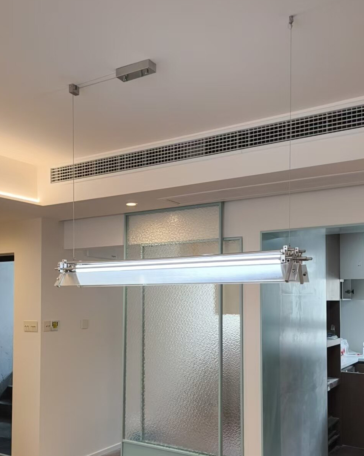 Pivot Rail Glass Linear Pendant