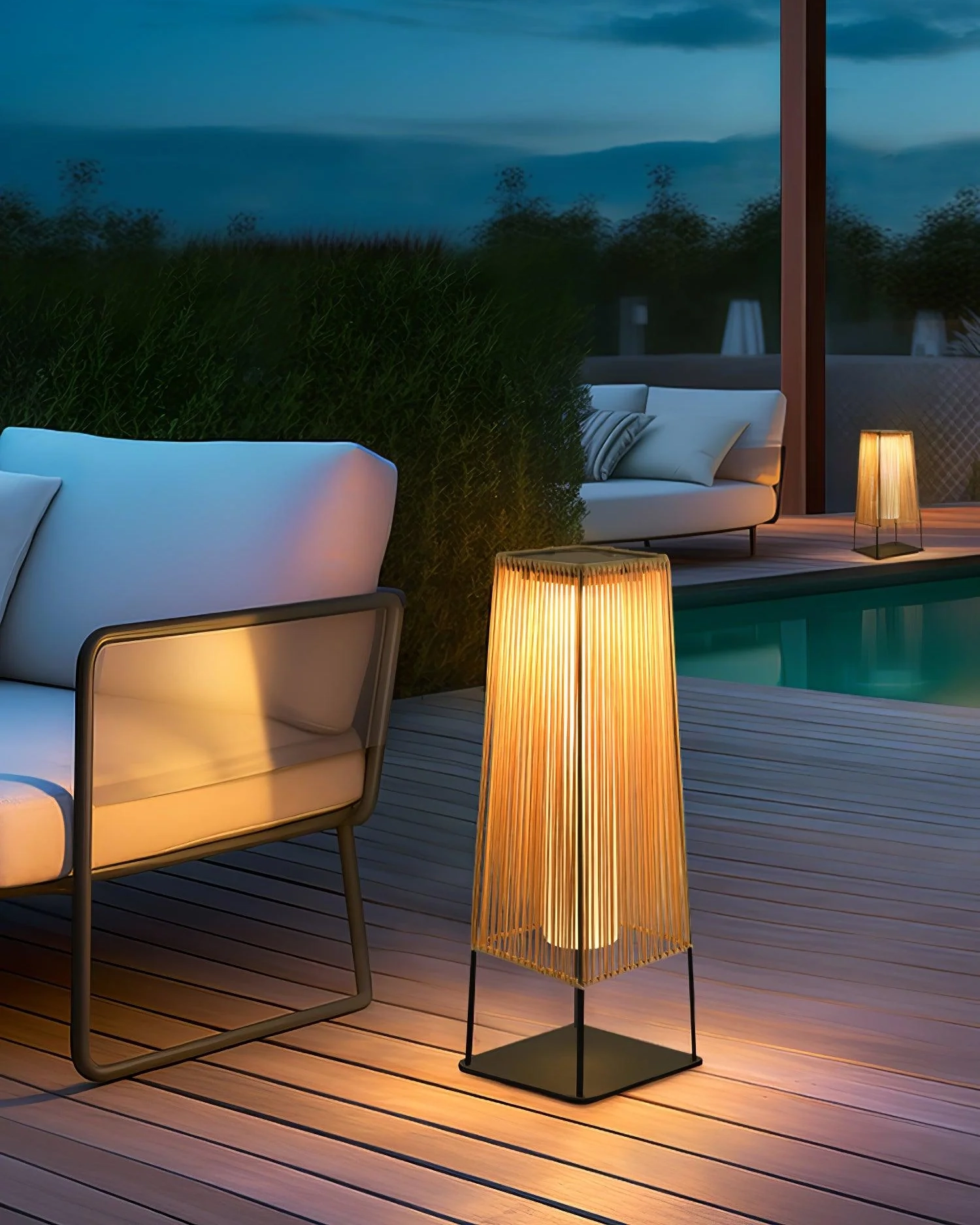 Plastic Rattan Outdoor Post Light