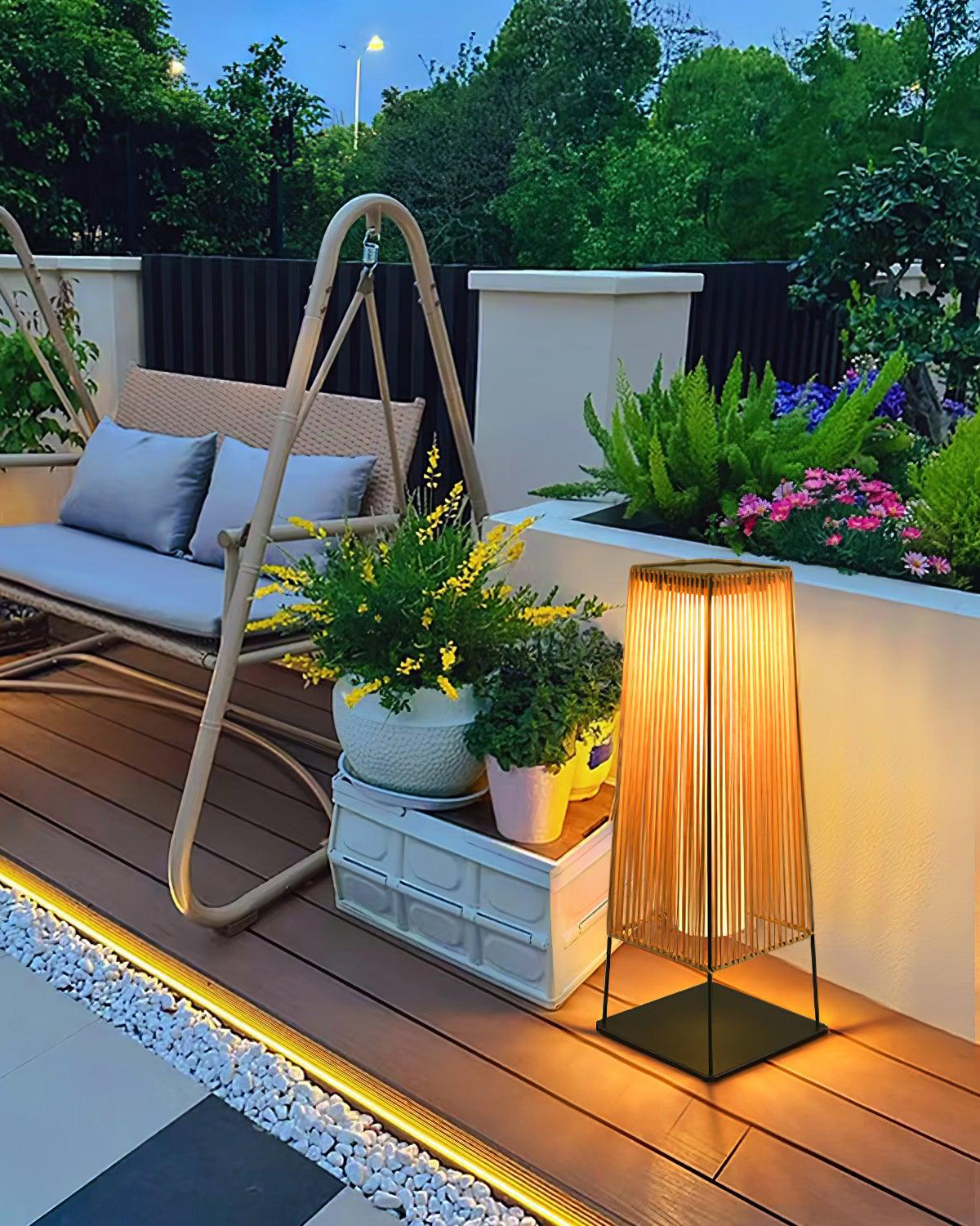 Plastic Rattan Outdoor Post Light