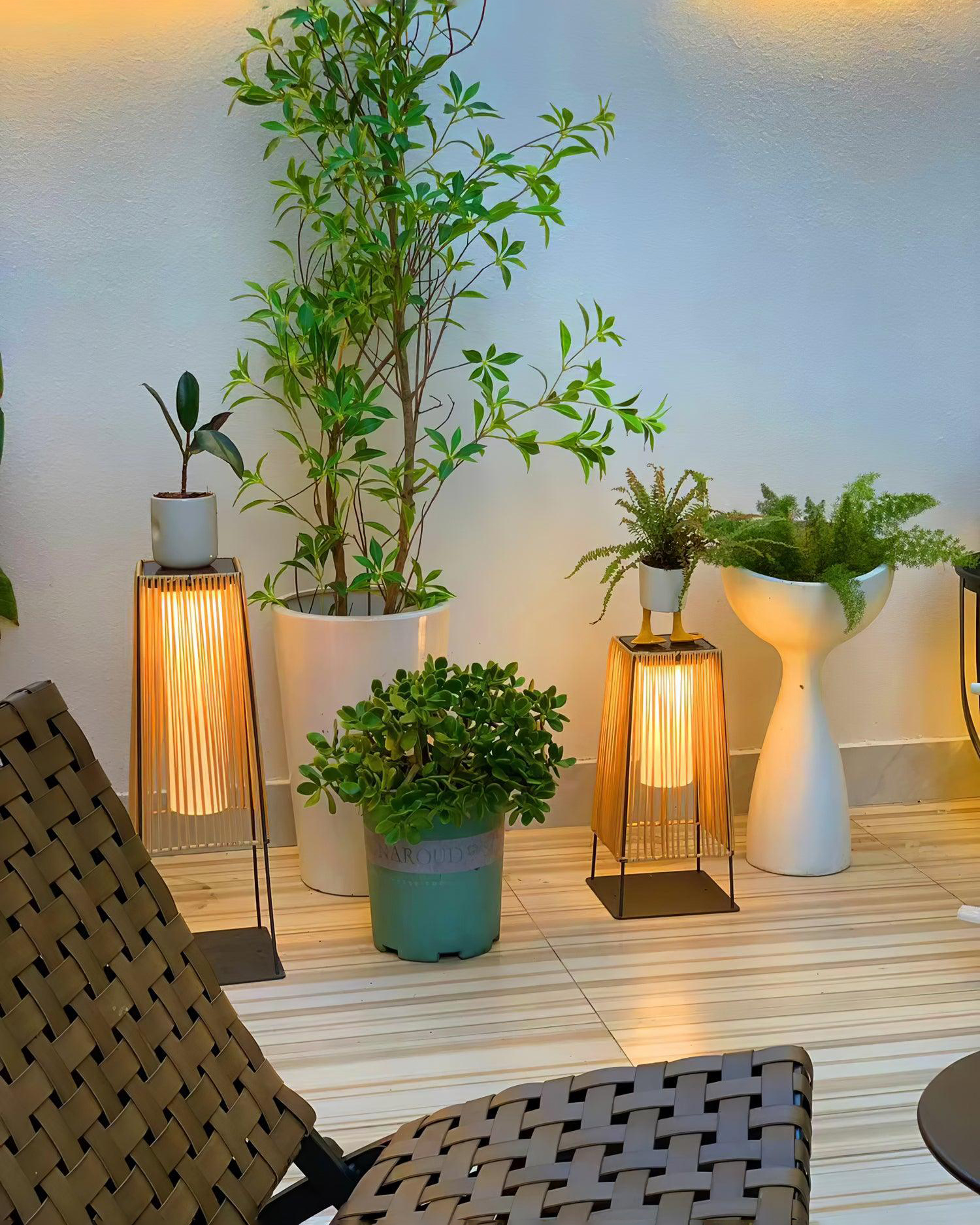 Plastic Rattan Outdoor Post Light