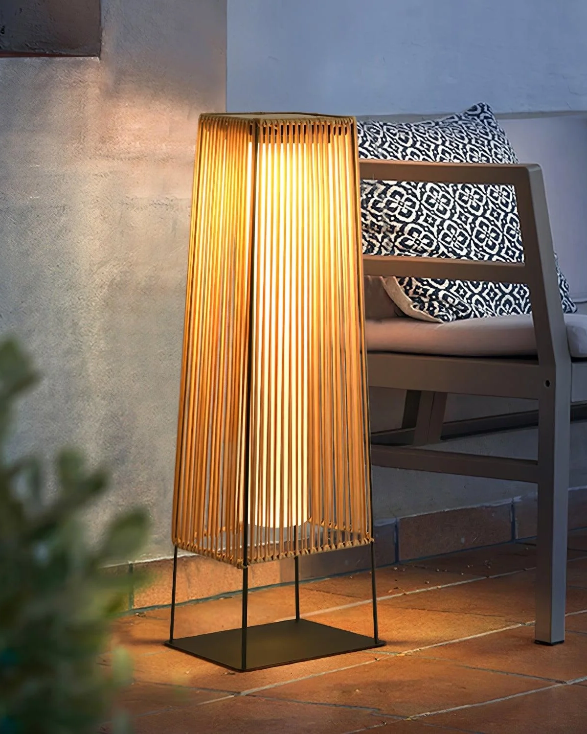 Plastic Rattan Outdoor Post Light