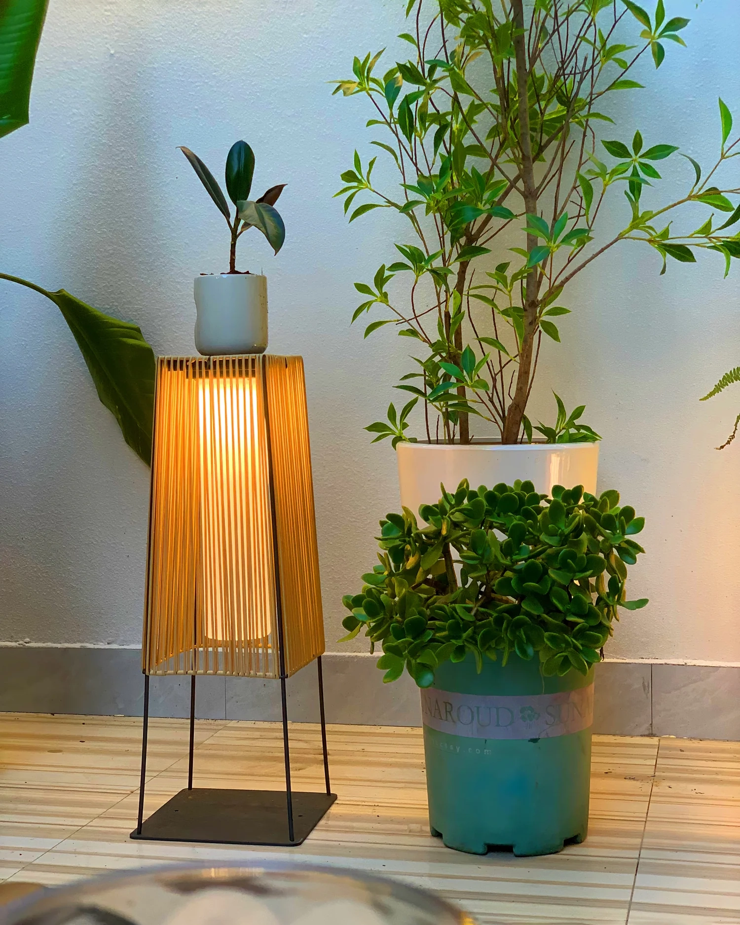 Plastic Rattan Outdoor Post Light