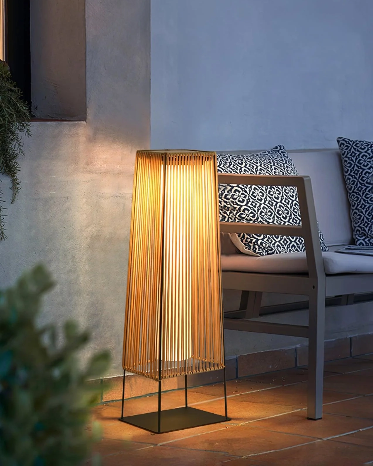 Plastic Rattan Outdoor Post Light