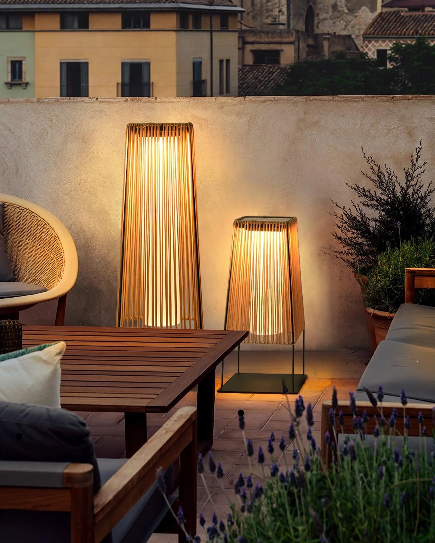 Plastic Rattan Outdoor Post Light