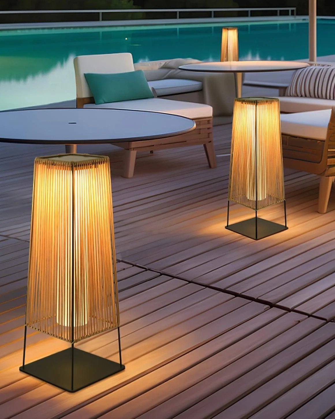 Plastic Rattan Outdoor Post Light