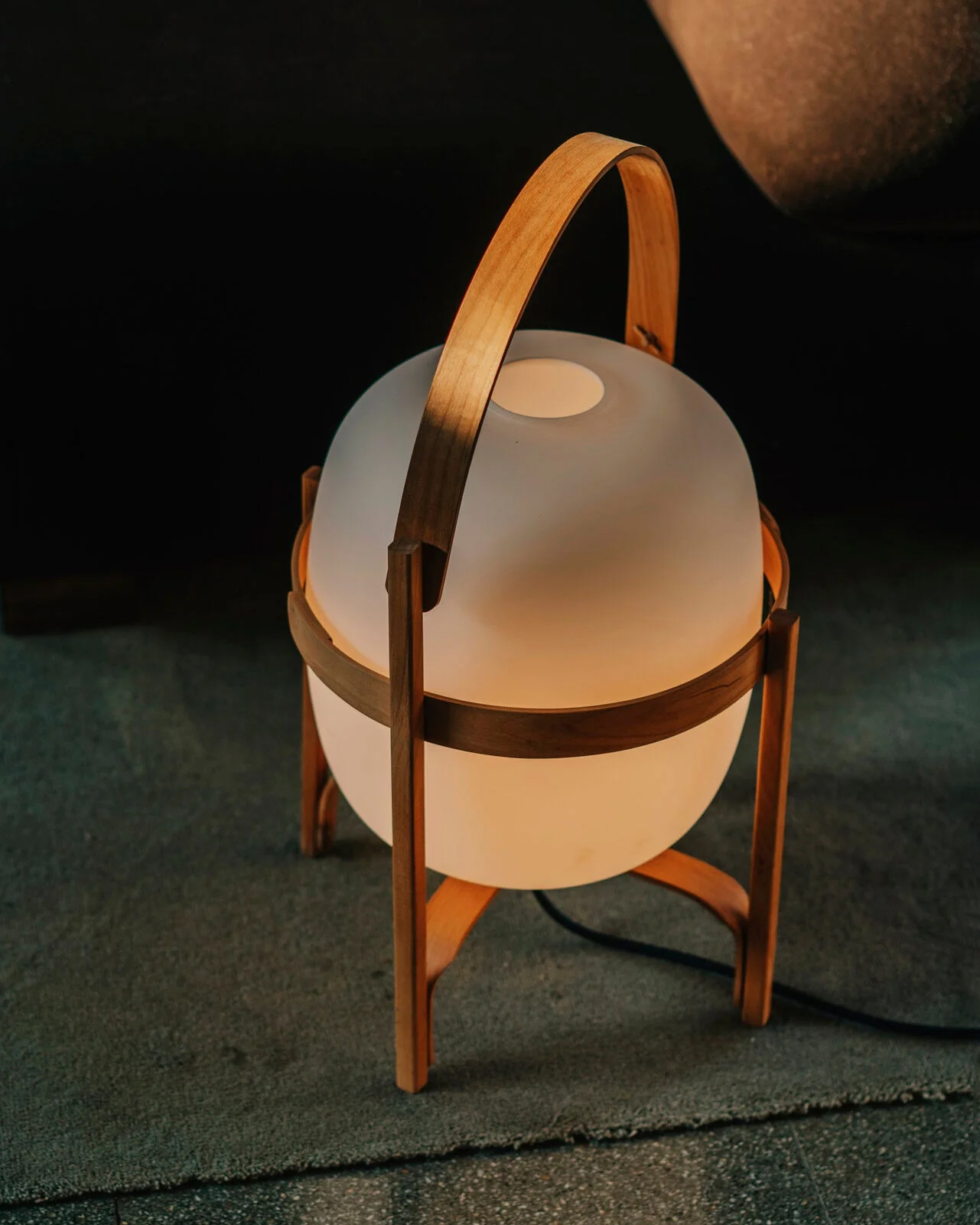 Portable Lantern Glass Table Lamp