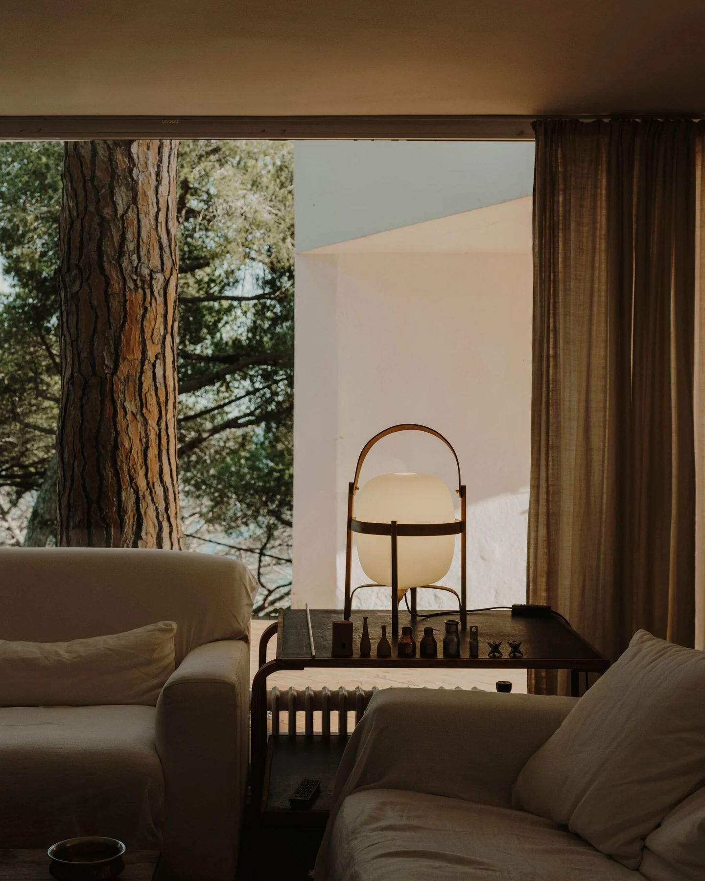 Portable Lantern Glass Table Lamp