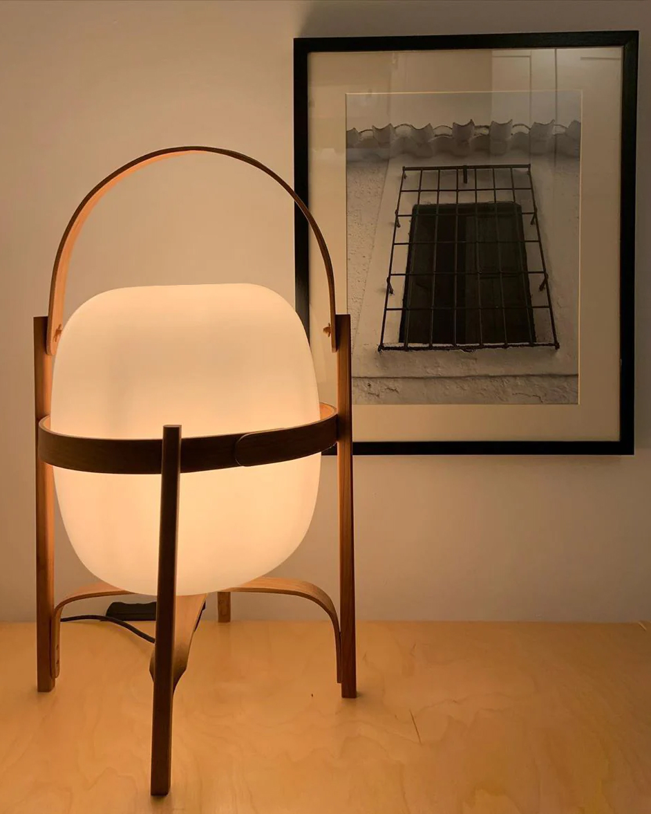 Portable Lantern Glass Table Lamp