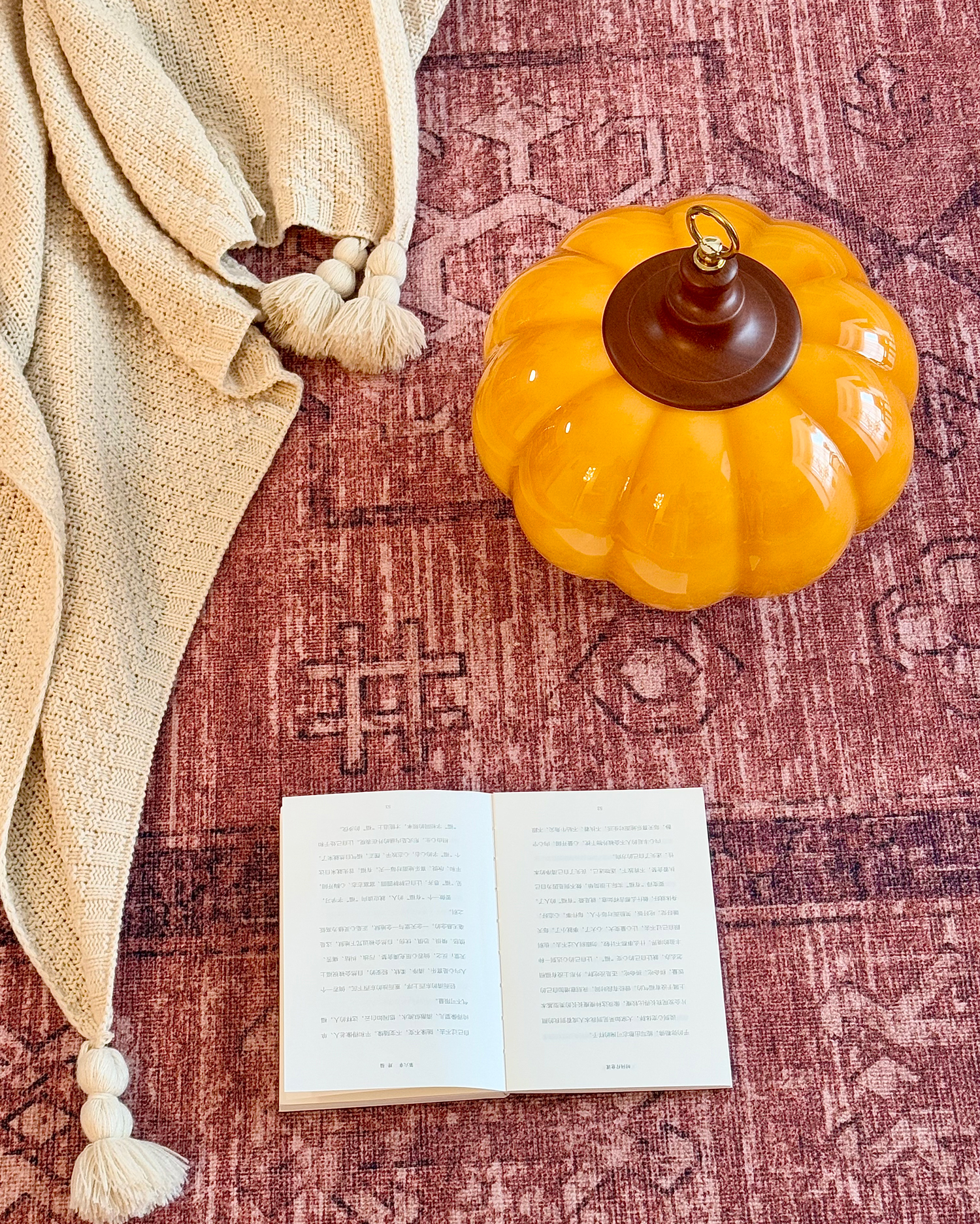 Pumpkin Glass Rechargeable Table Lamp