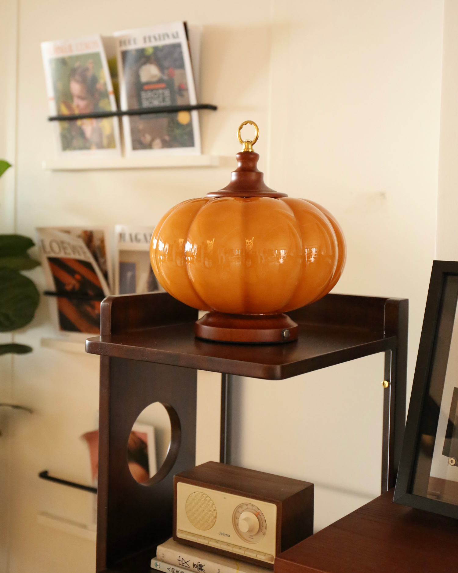 Pumpkin Glass Rechargeable Table Lamp