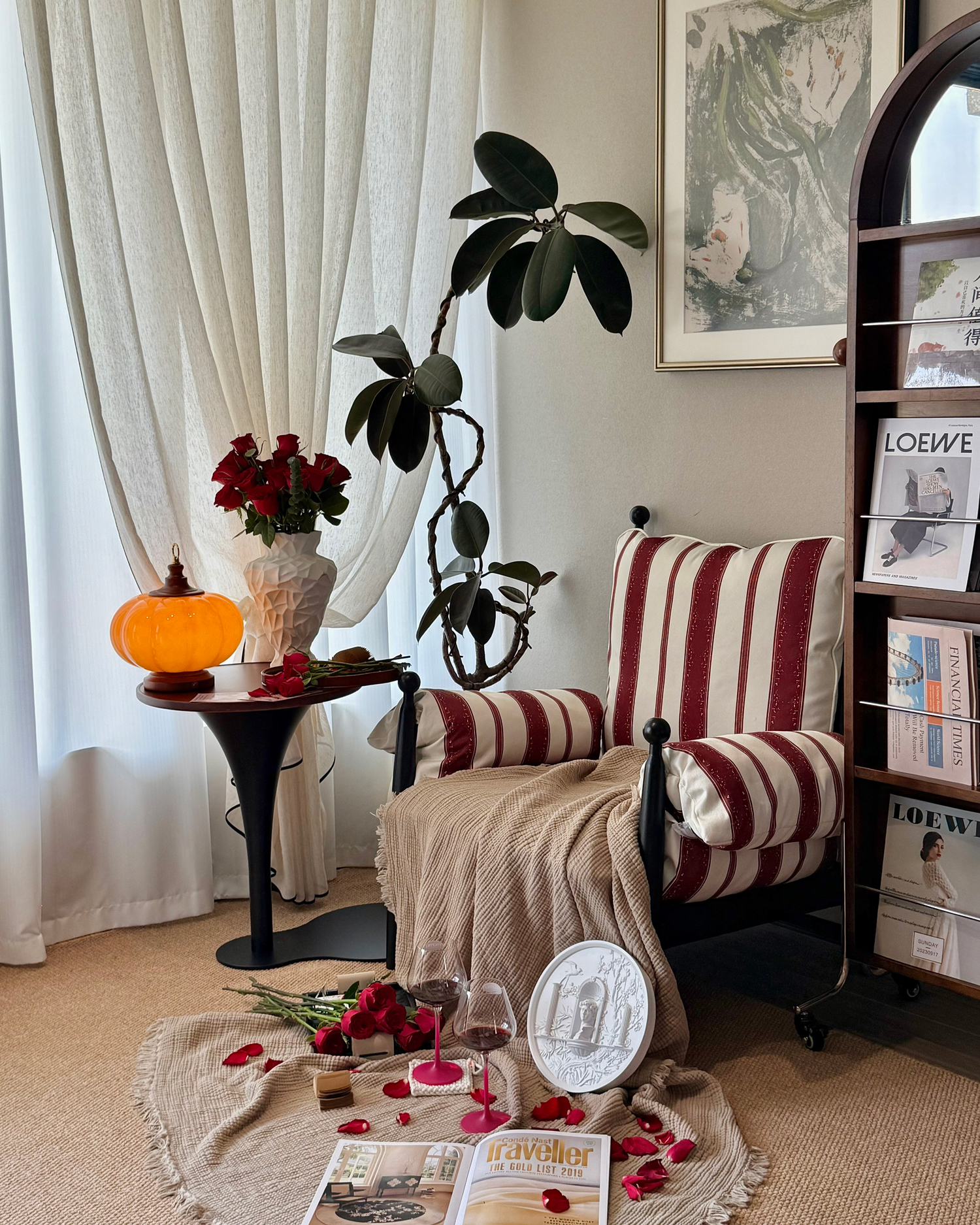 Pumpkin Glass Rechargeable Table Lamp