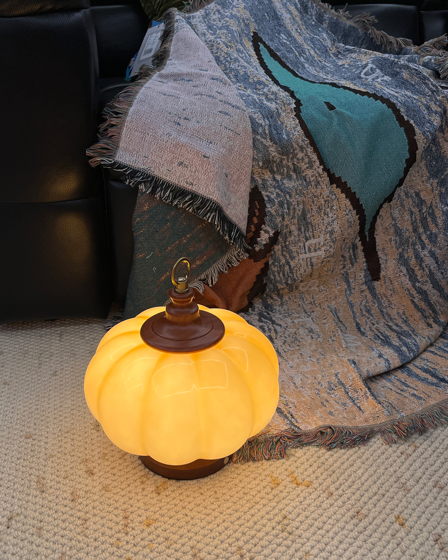 Pumpkin Glass Rechargeable Table Lamp