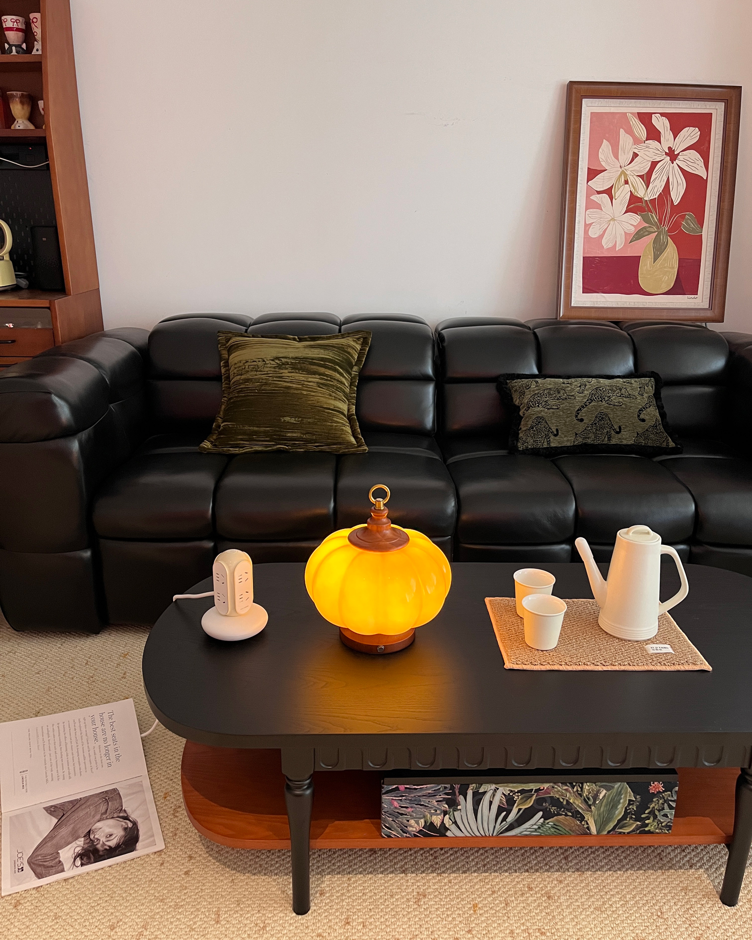 Pumpkin Glass Rechargeable Table Lamp