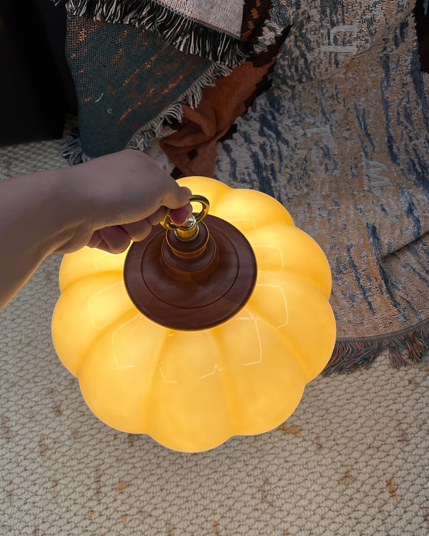 Pumpkin Glass Rechargeable Table Lamp