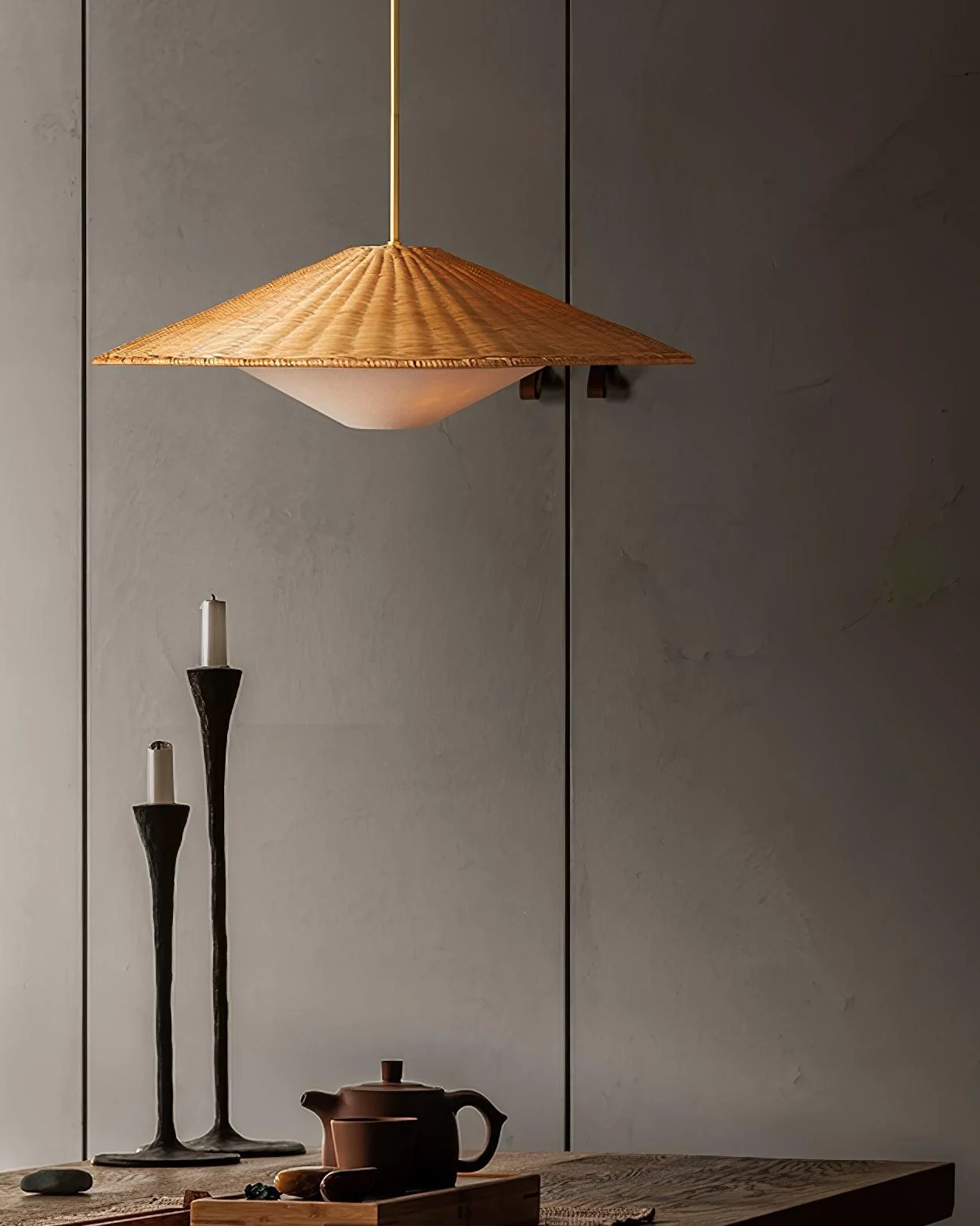 Rattan Hat Pendant Light
