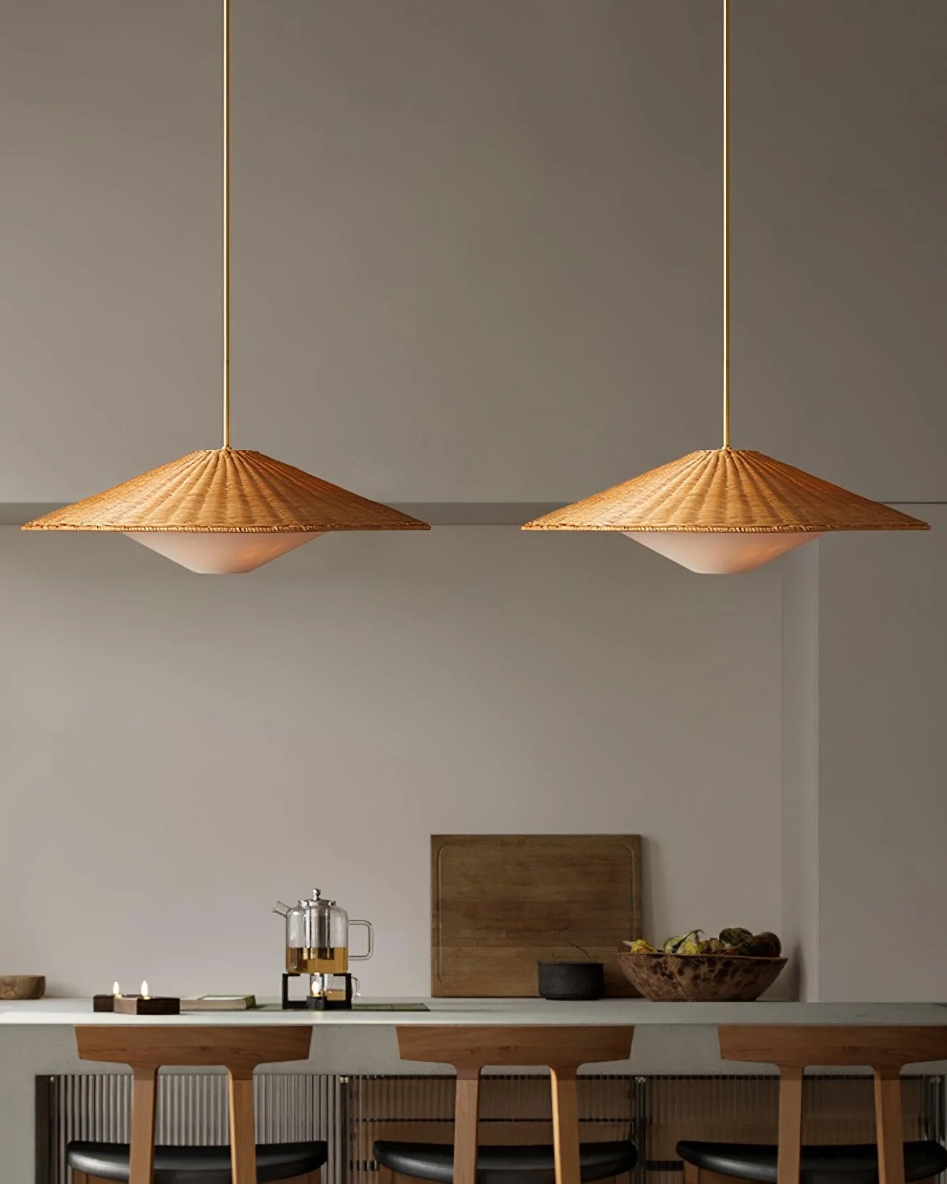 Rattan Hat Pendant Light