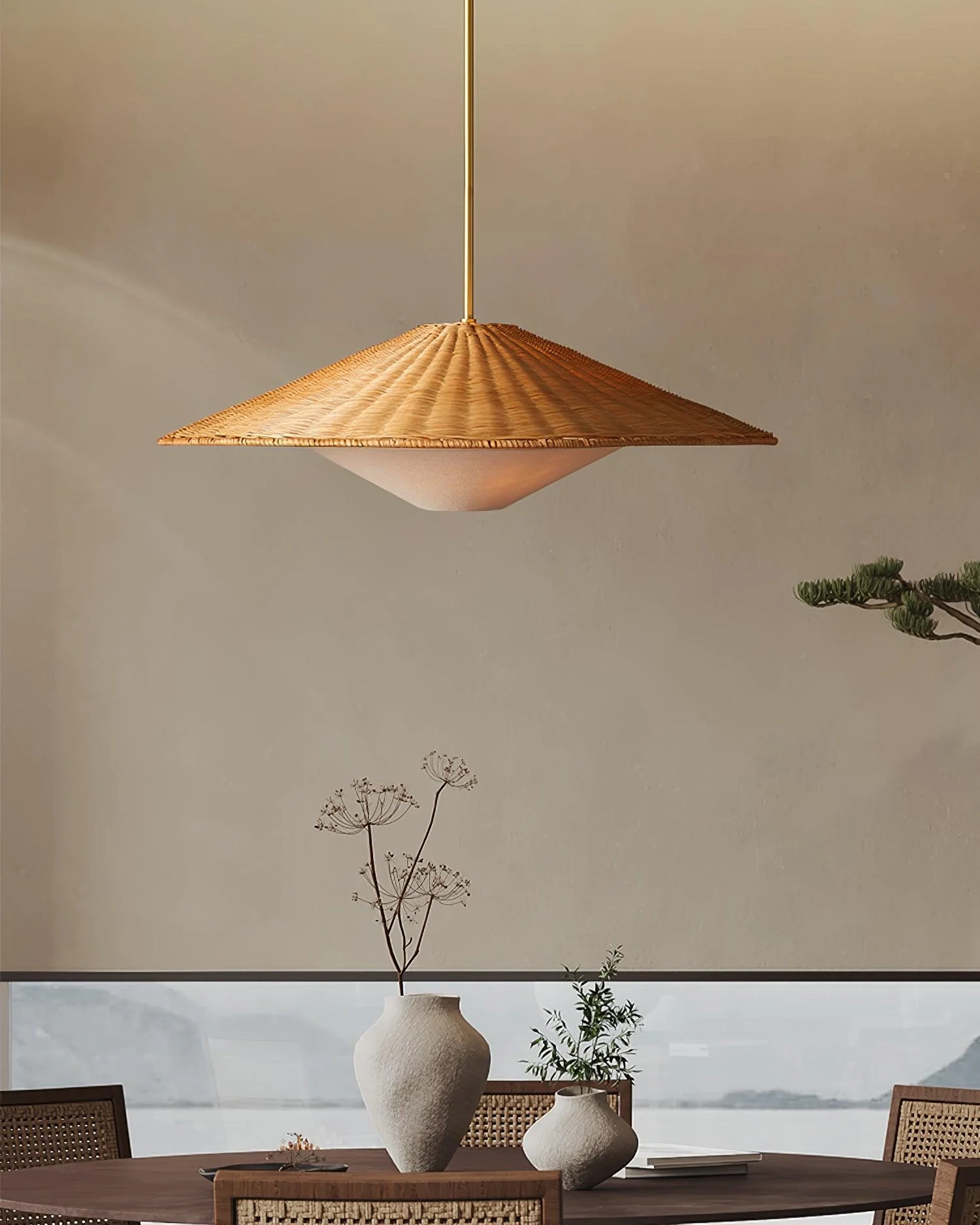 Rattan Hat Pendant Light