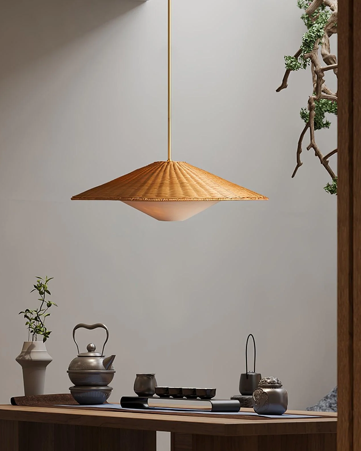 Rattan Hat Pendant Light
