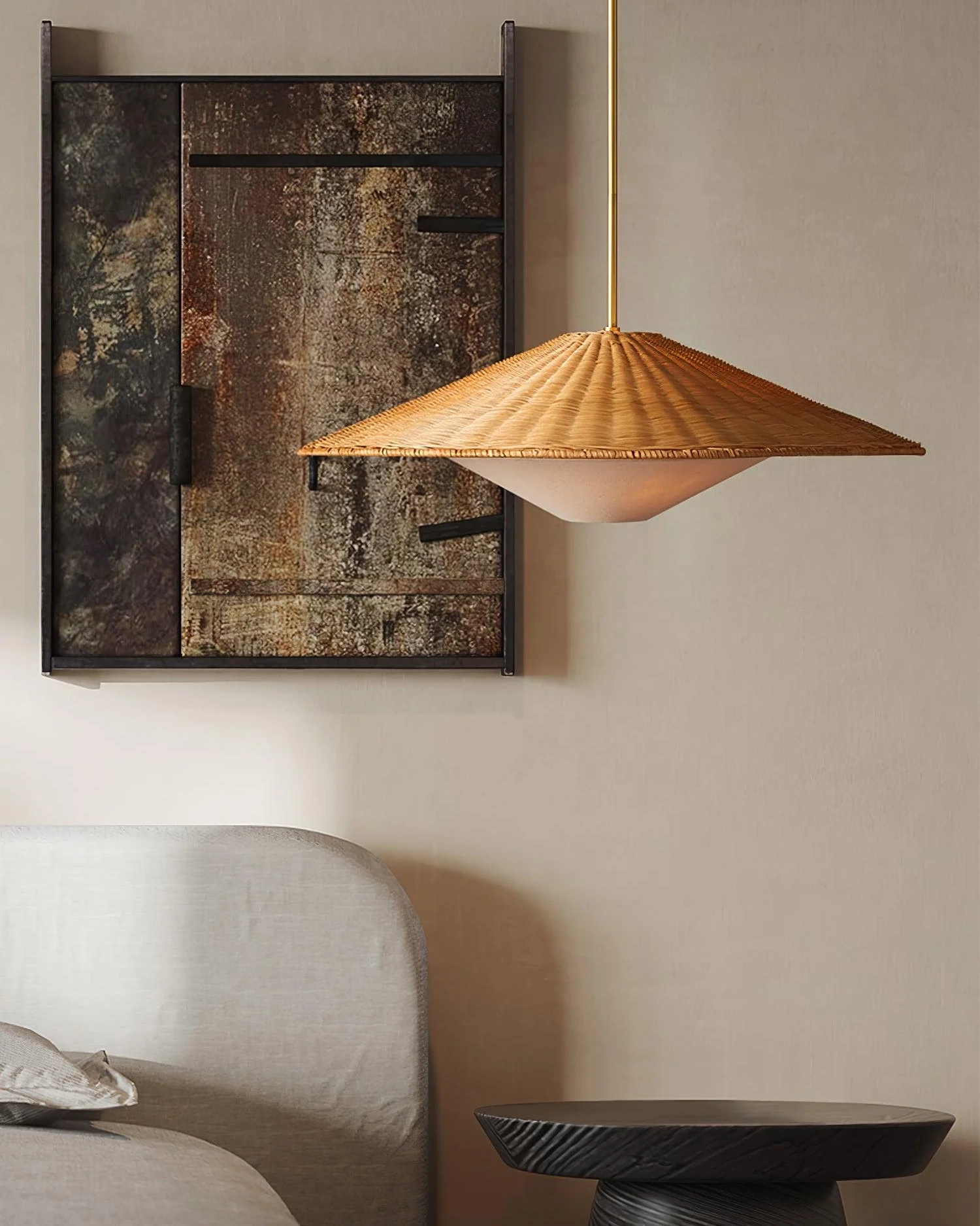 Rattan Hat Pendant Light