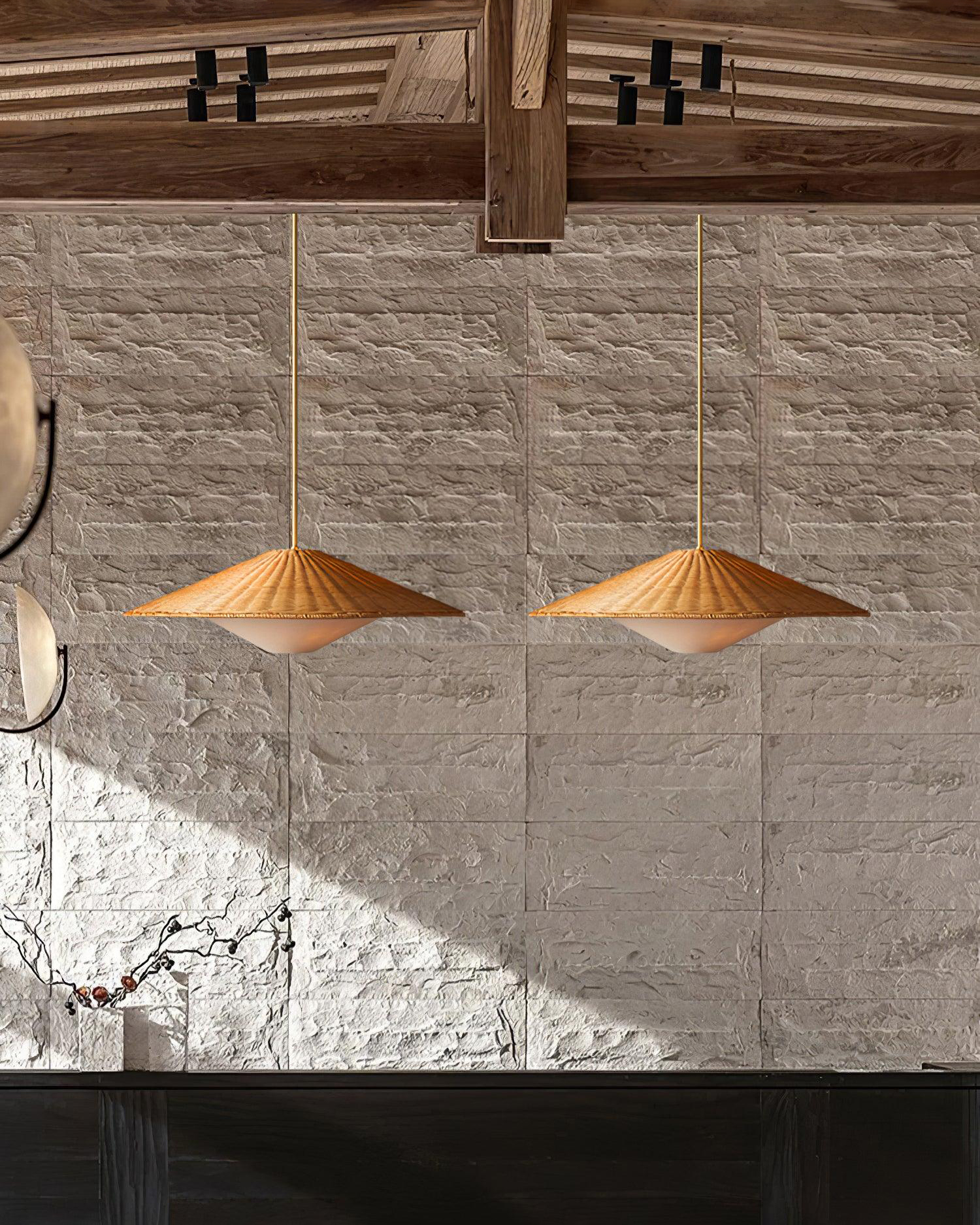 Rattan Hat Pendant Light