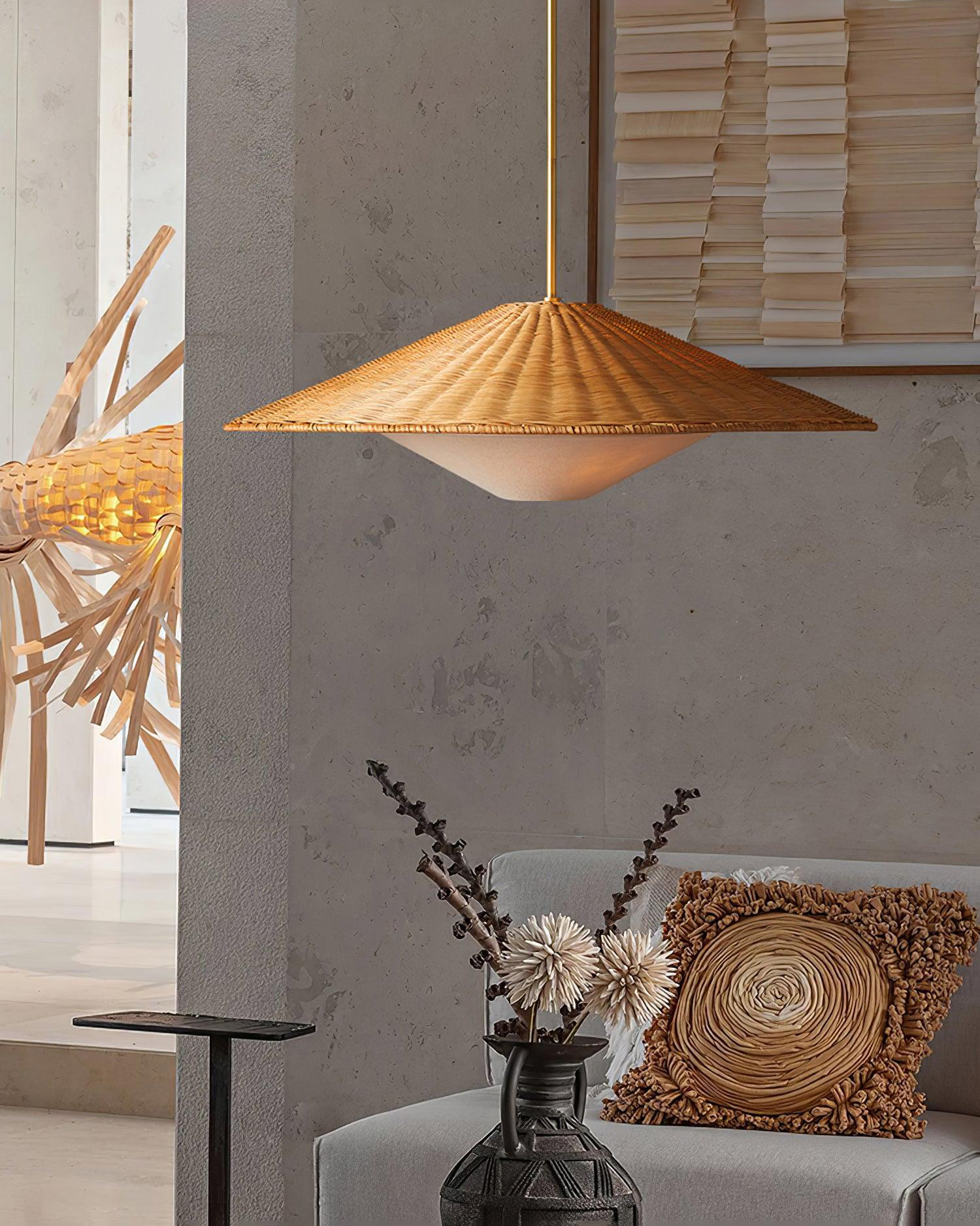Rattan Hat Pendant Light