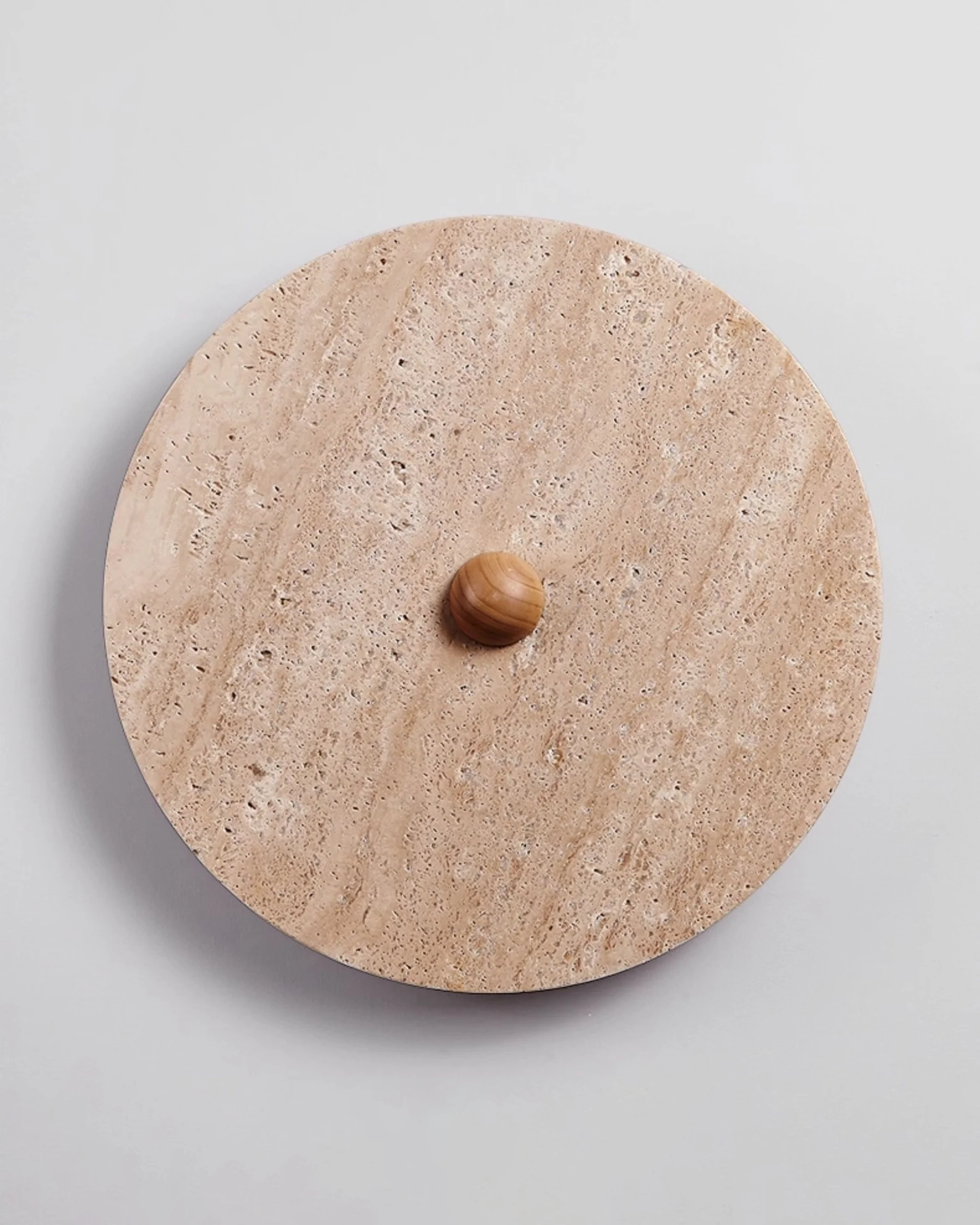 Round Travertine Disk Wall Lamp