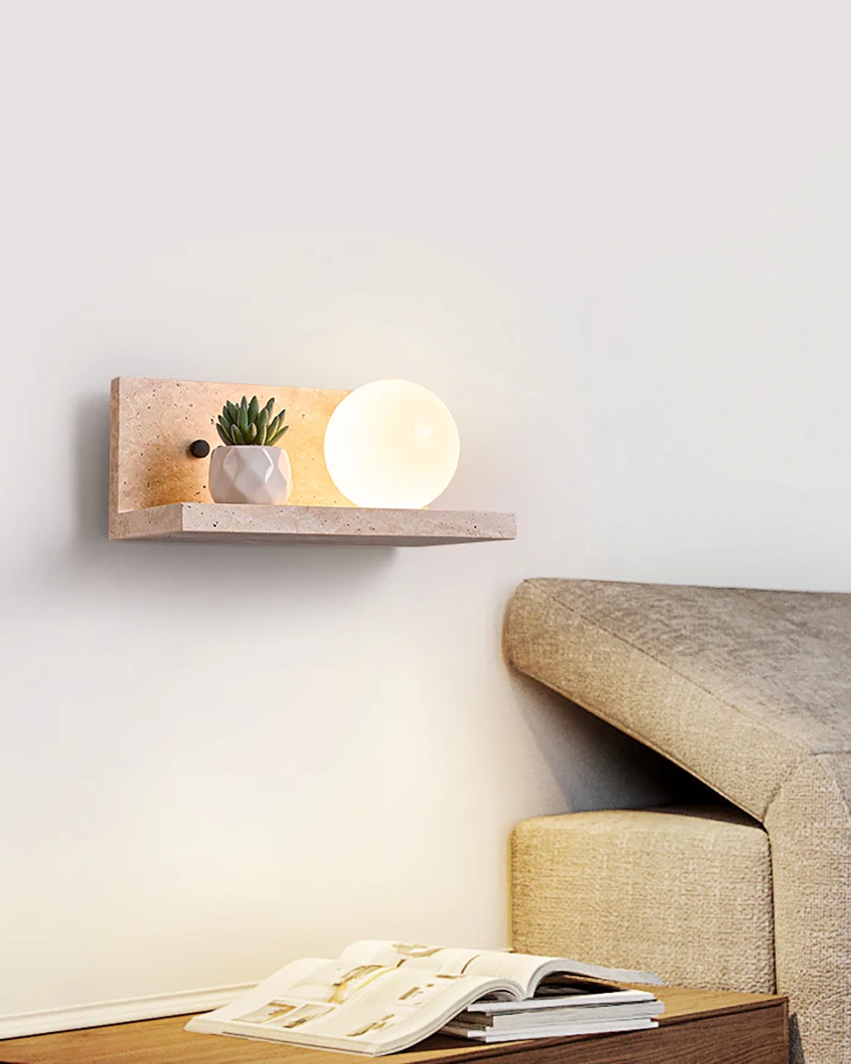 Shelf Travertine Sconce