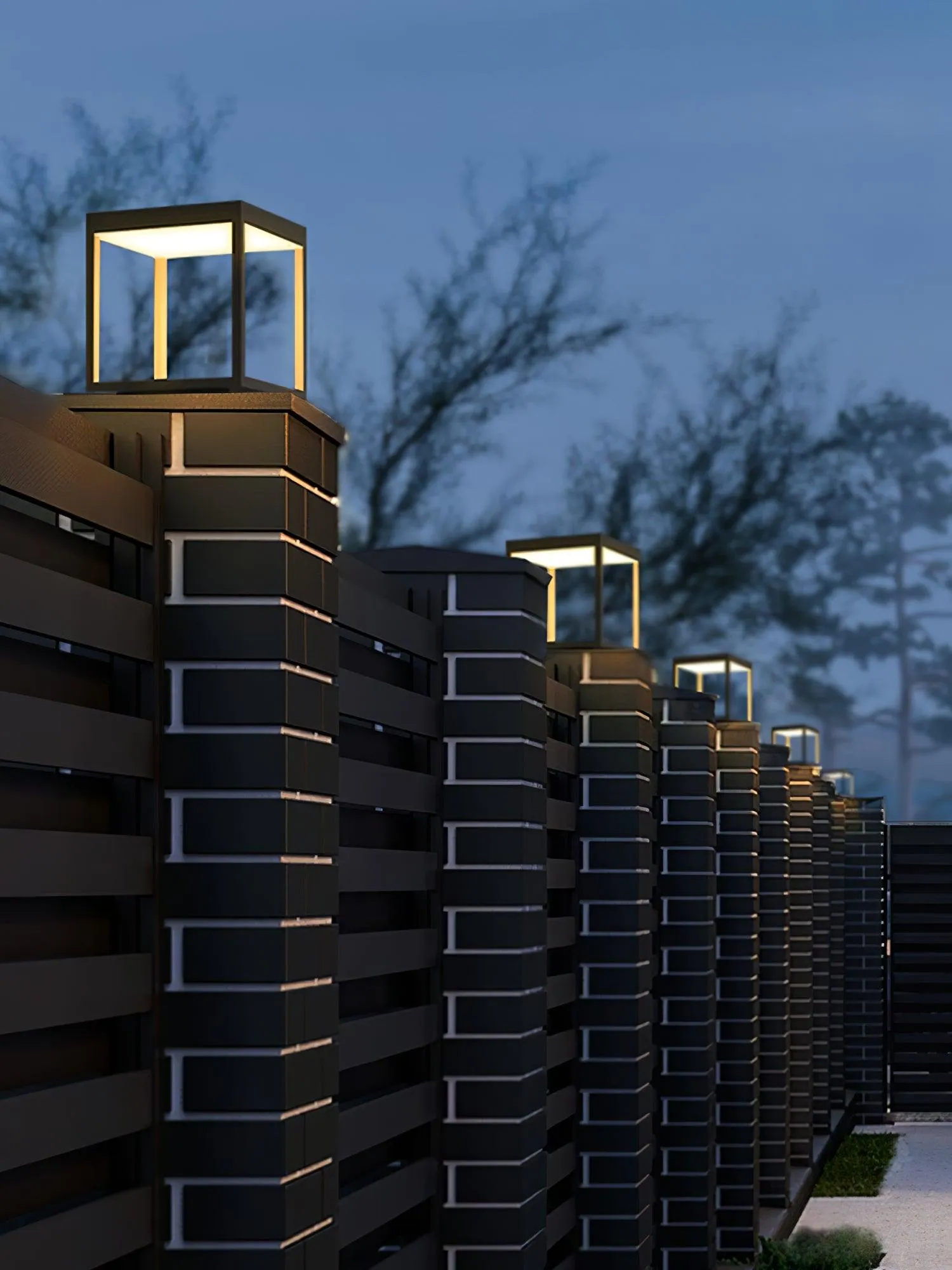 Square Frame Fence Post Garden Light