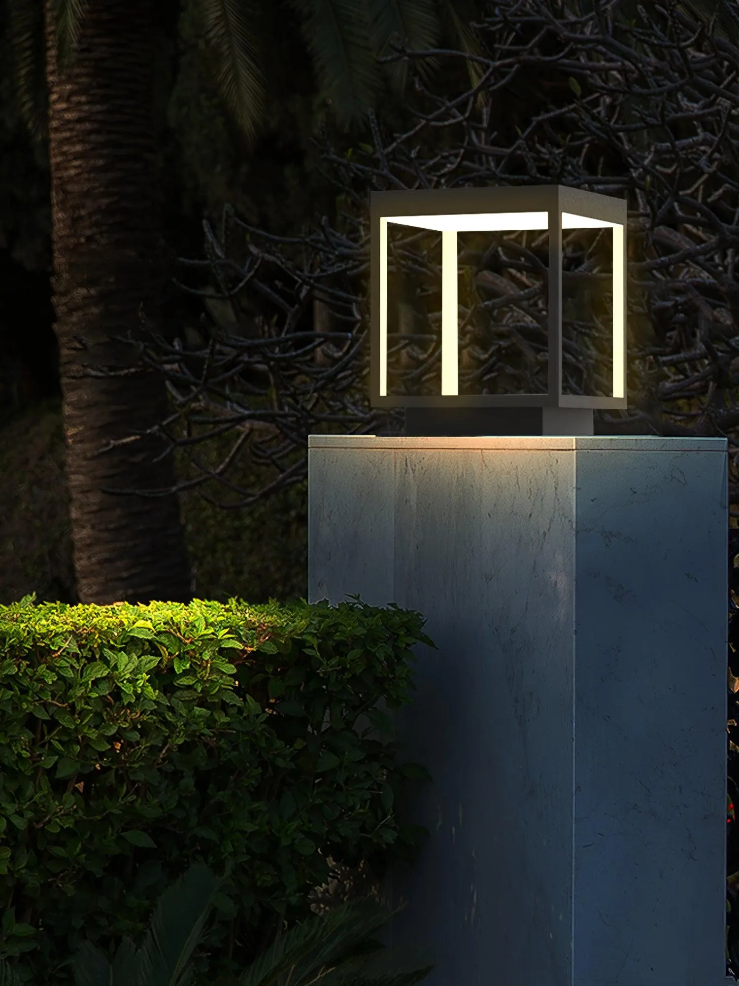 Square Frame Fence Post Garden Light