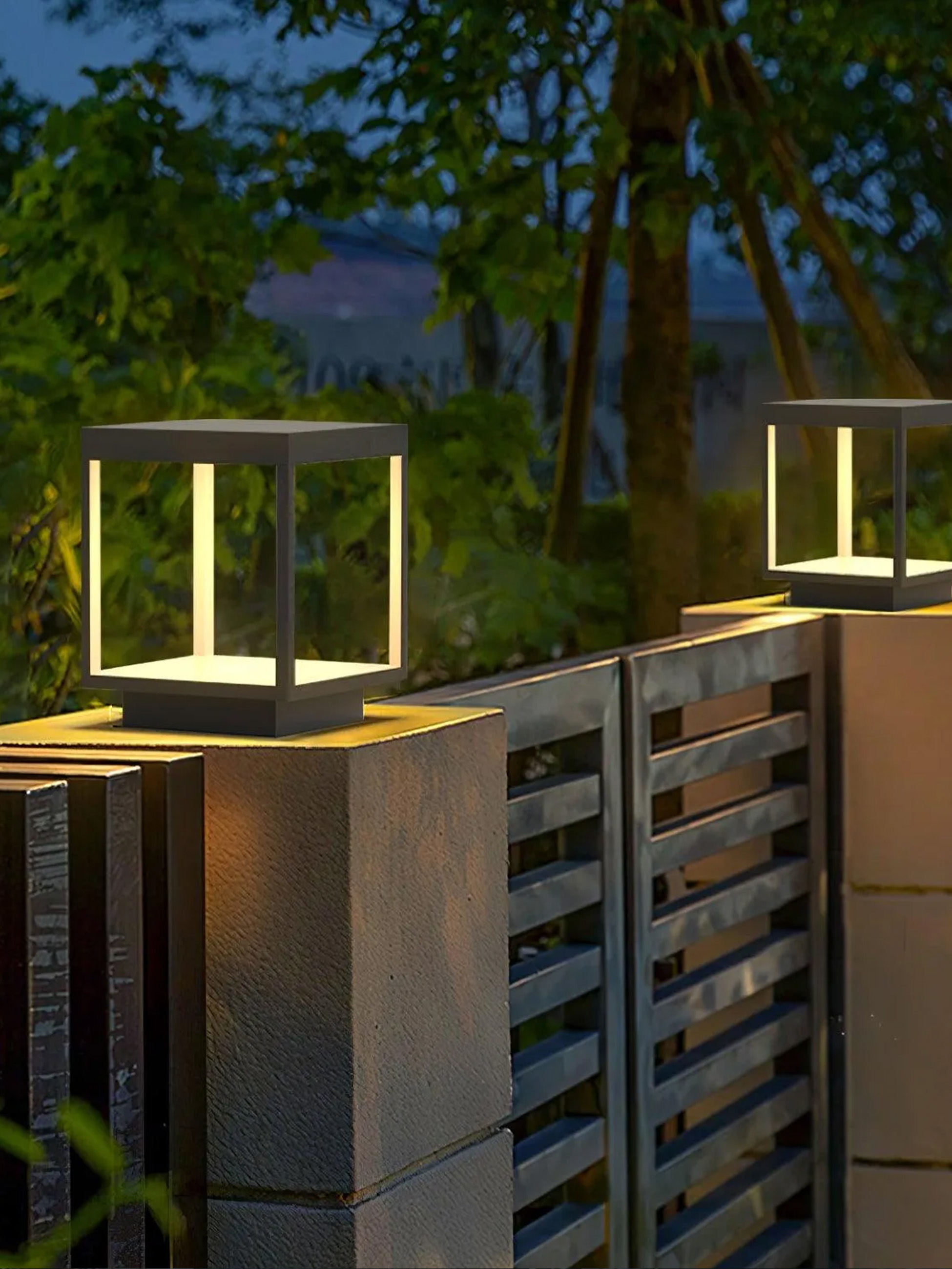 Square Frame Fence Post Garden Light