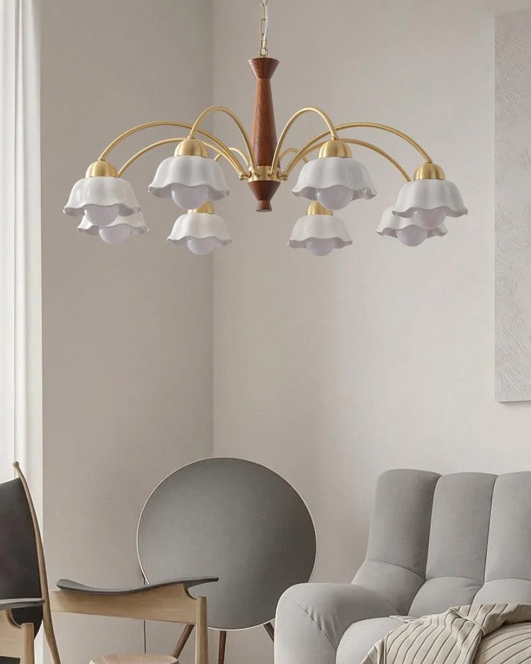 Swedish Modern Gold Chandelier