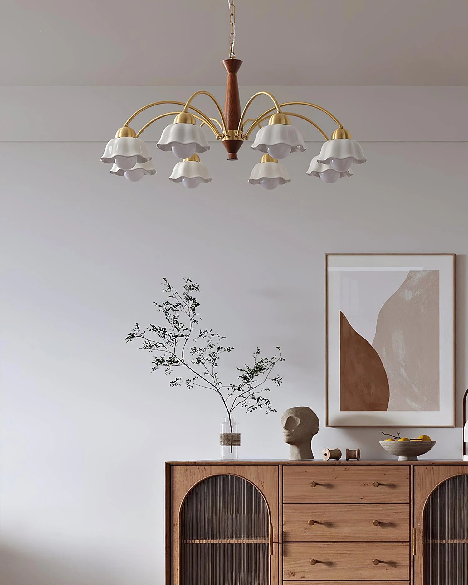 Swedish Modern Gold Chandelier