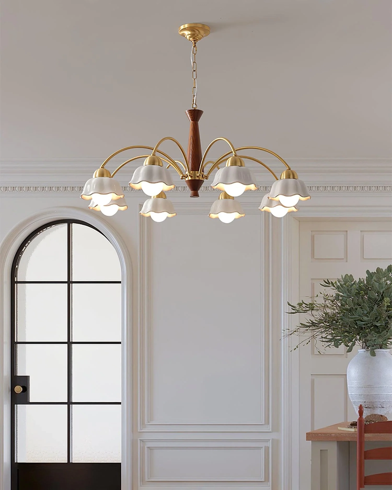 Swedish Modern Gold Chandelier