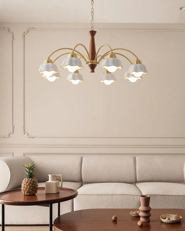 Swedish Modern Gold Chandelier