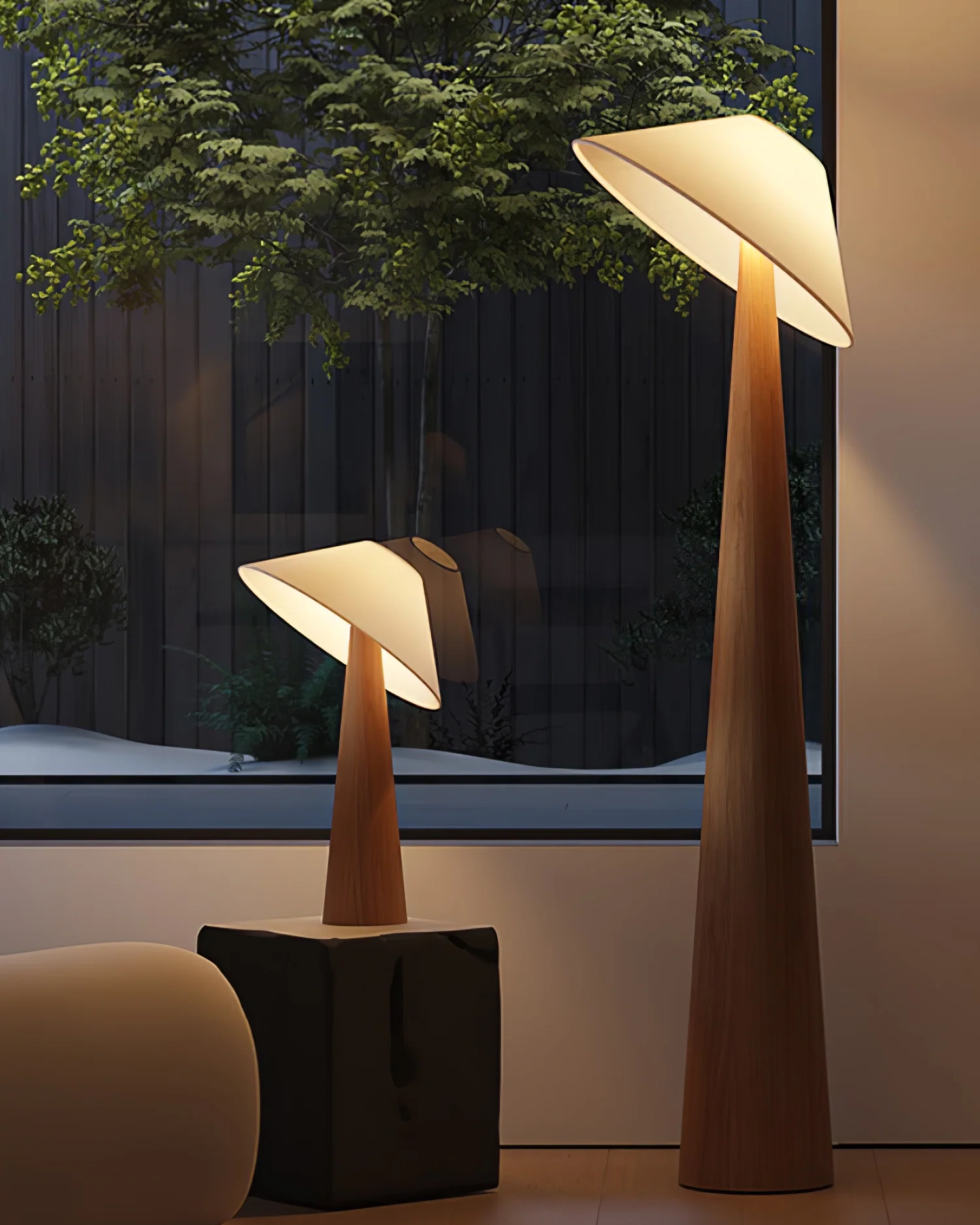 Tilt Hat Wooden Table Lamp