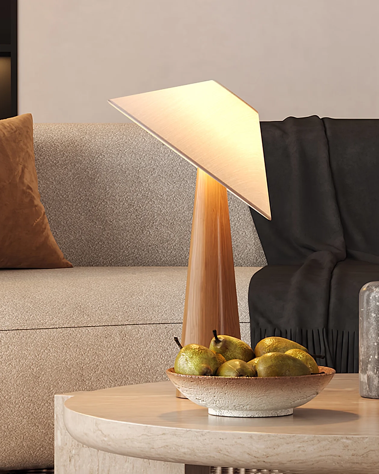 Tilt Hat Wooden Table Lamp