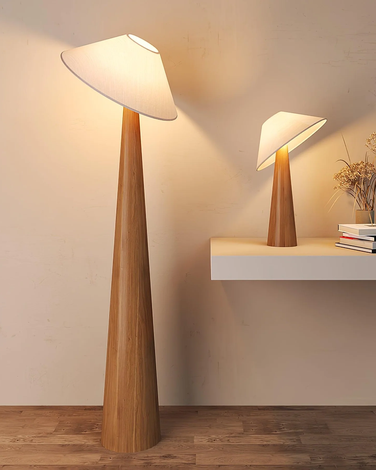 Tilt Hat Wooden Table Lamp