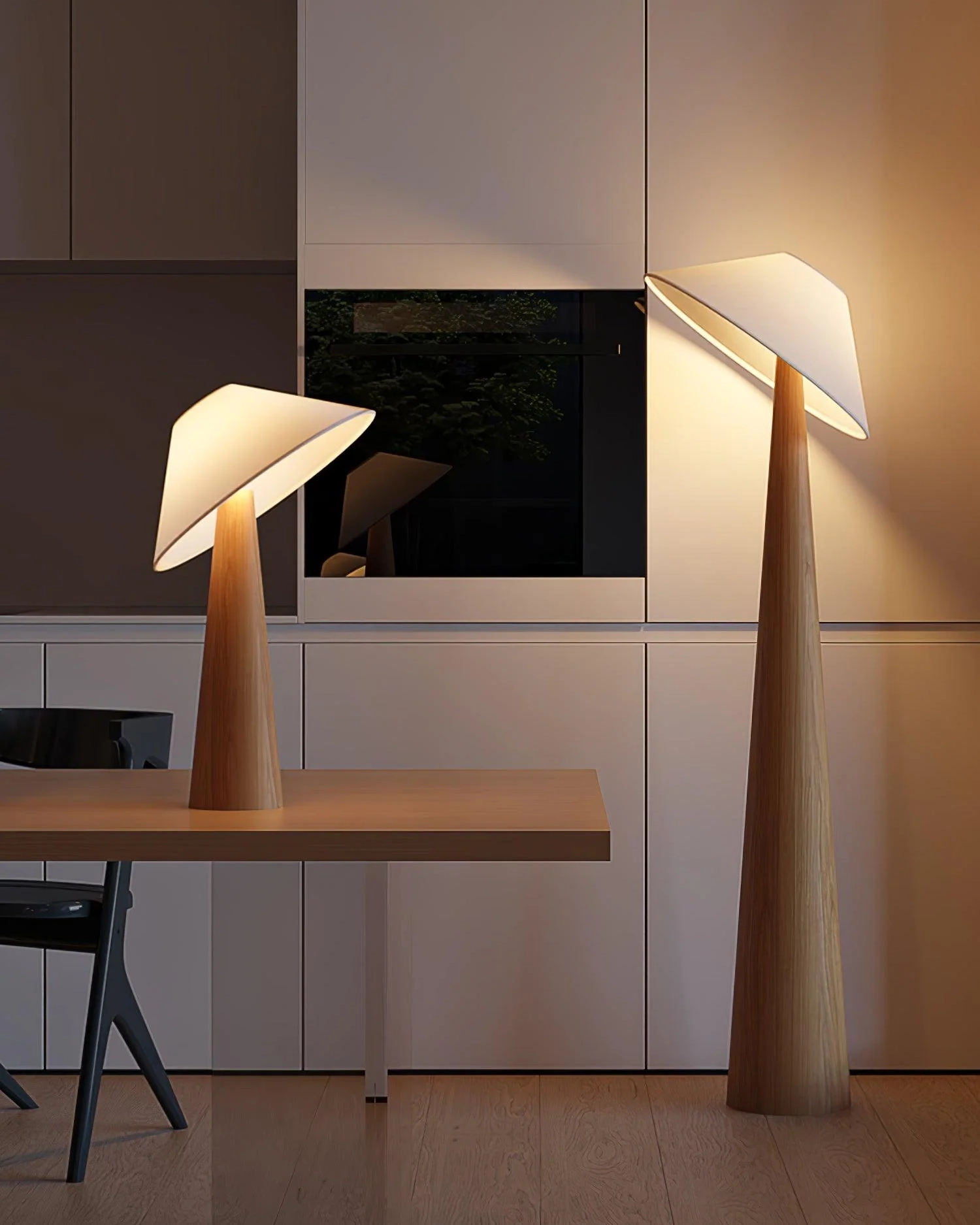 Tilt Hat Wooden Table Lamp