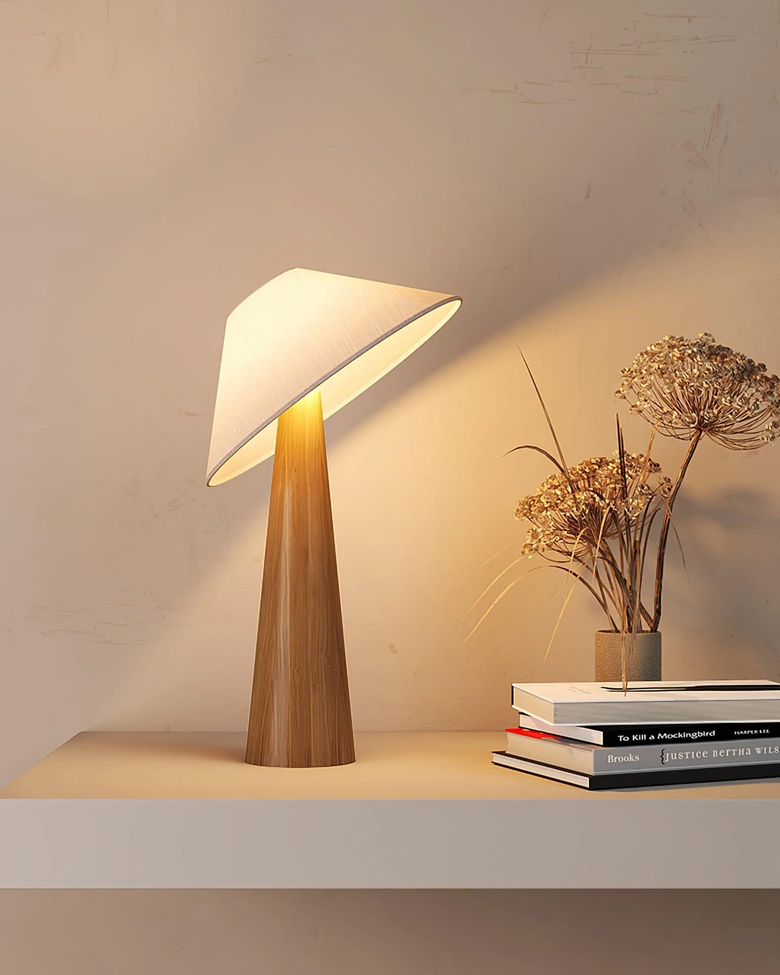 Tilt Hat Wooden Table Lamp