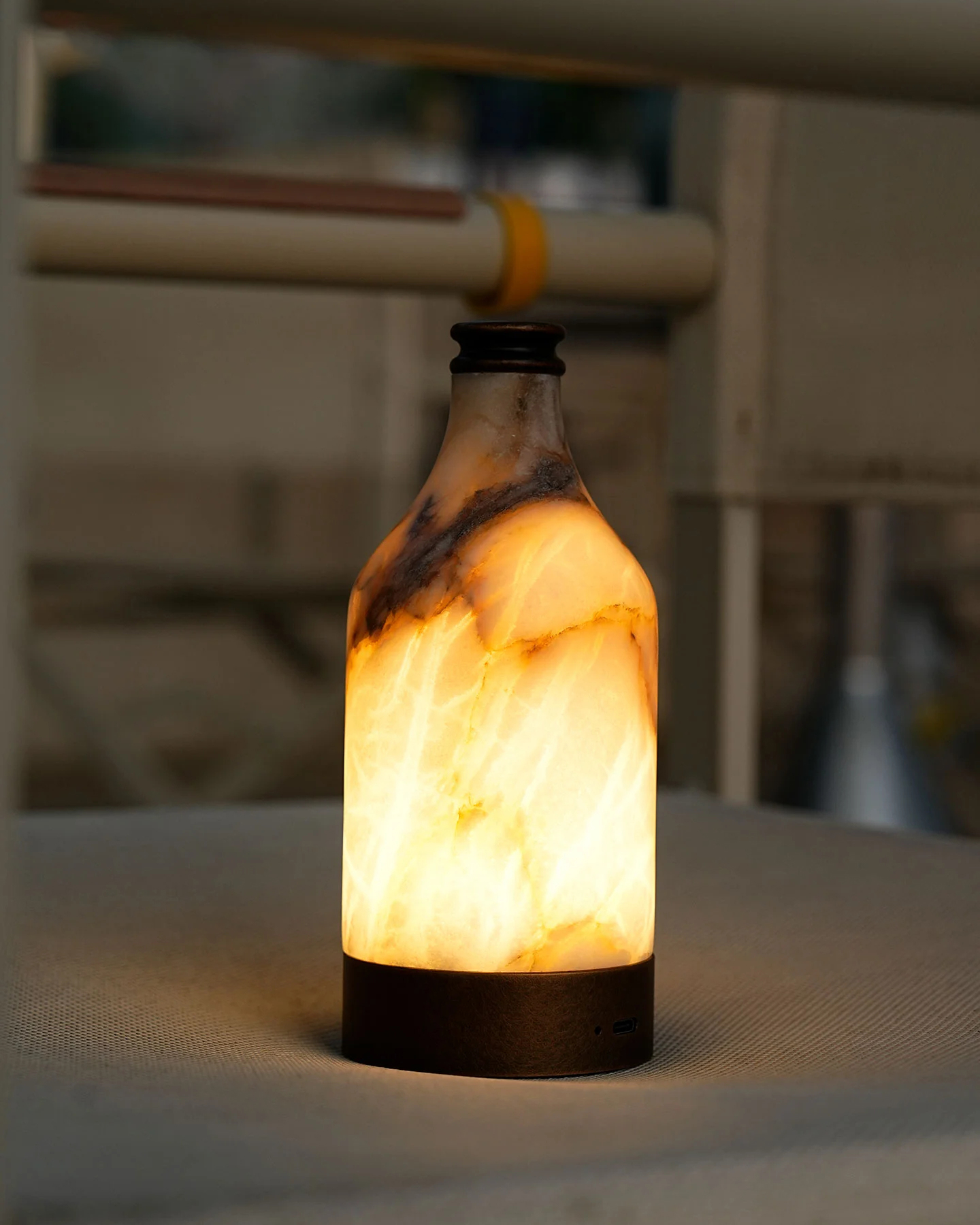 Tipsy Bottle Alabaster Table Lamp