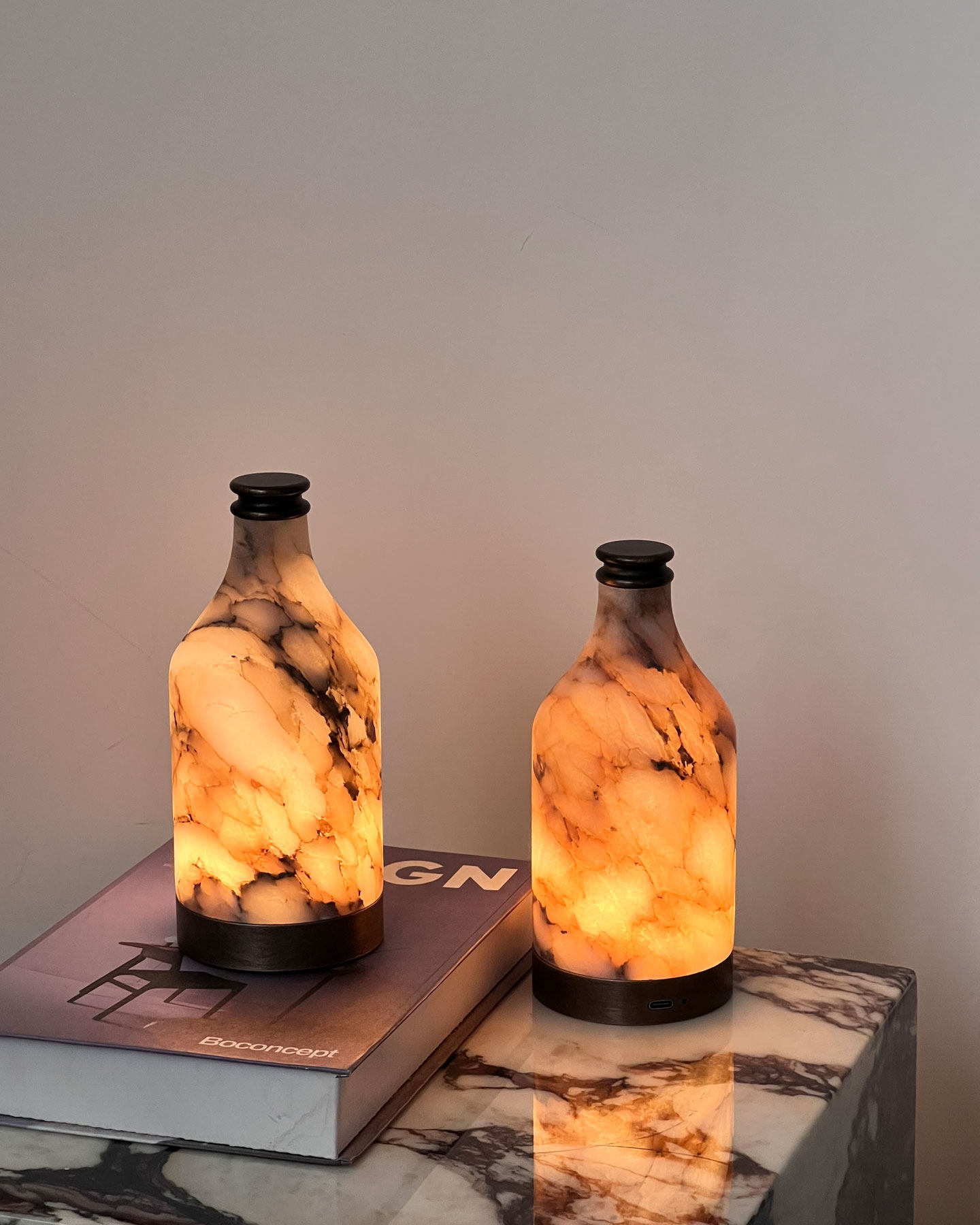 Tipsy Bottle Alabaster Table Lamp