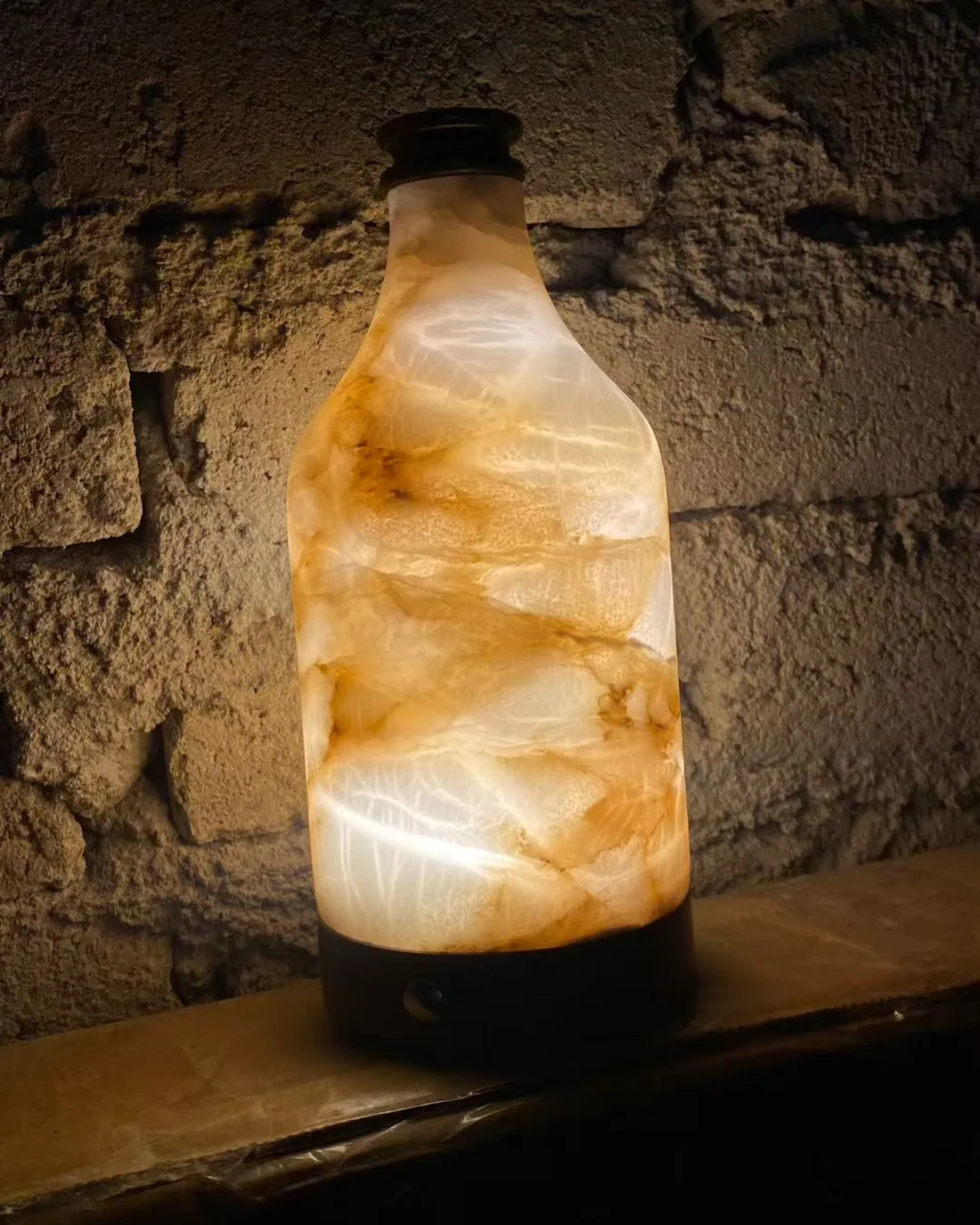 Tipsy Bottle Alabaster Table Lamp