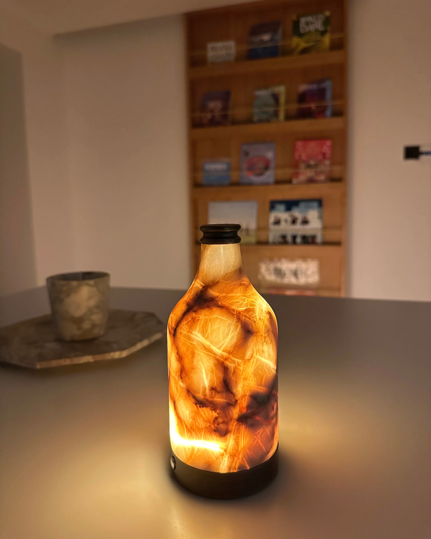 Tipsy Bottle Alabaster Table Lamp